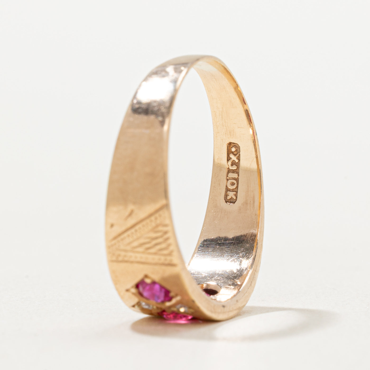 Synthetic & Doublet Ruby & Diamond Ring | 0.33ctw, 0.04ctw | SZ 8