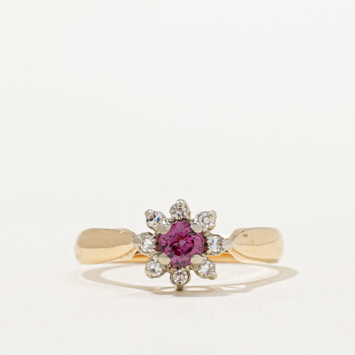 Ruby & Diamond Petal Ring | 0.25ct, 0.08ctw | SZ 6.25