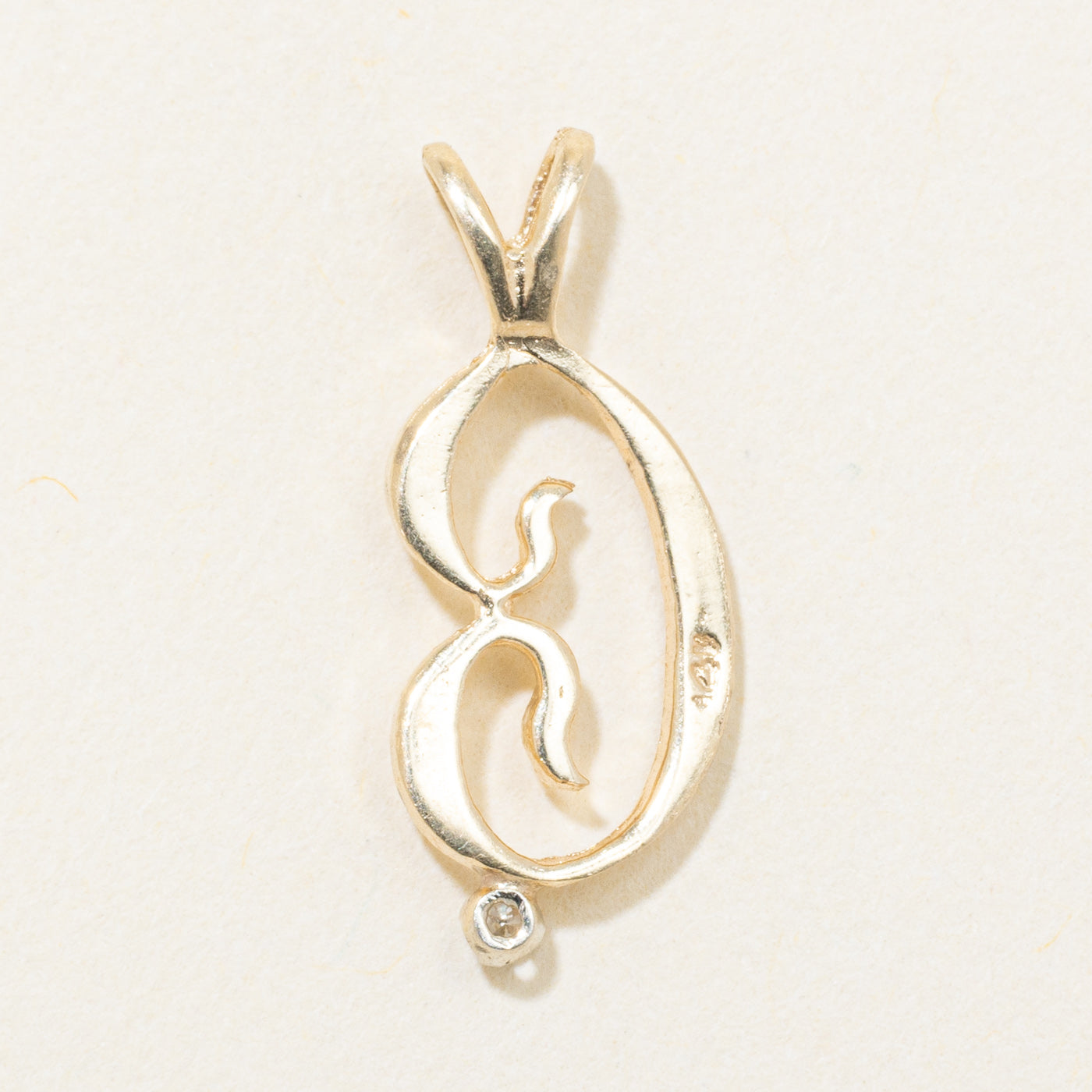 14k Yellow Gold Diamond "C" Initial Pendant