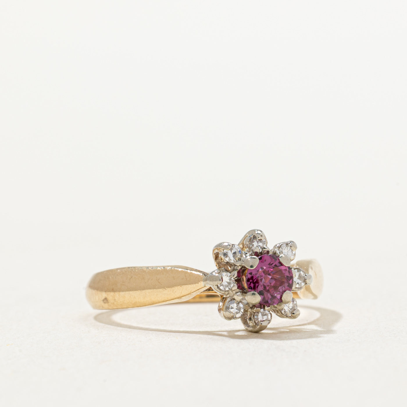 Ruby & Diamond Petal Ring | 0.25ct, 0.08ctw | SZ 6.25
