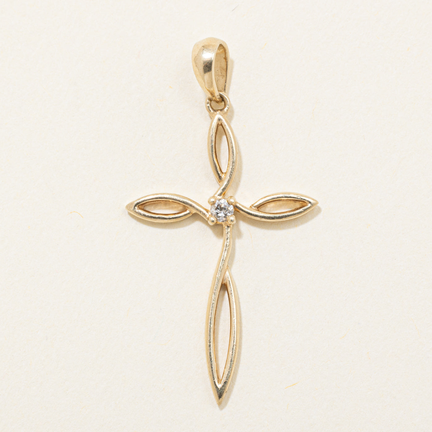 10k Yellow Gold Diamond Twisted Cross Pendant
