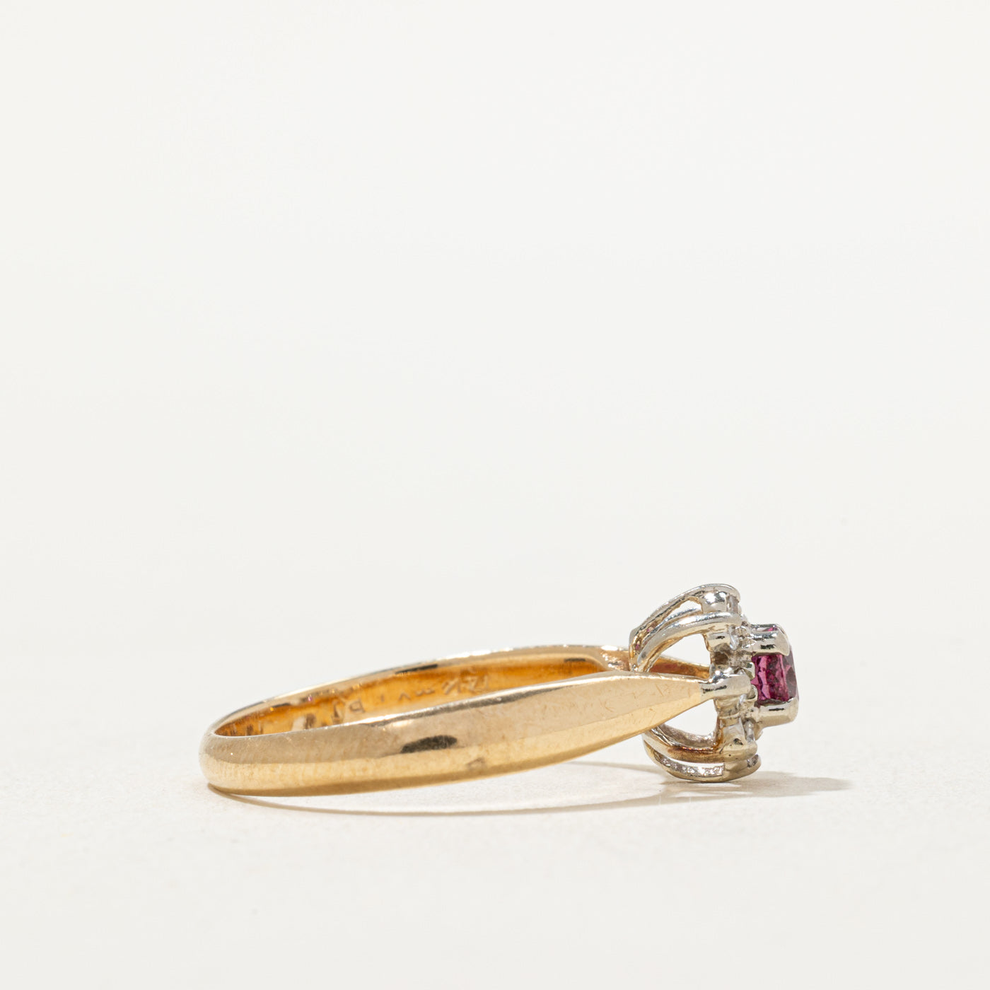 Ruby & Diamond Petal Ring | 0.25ct, 0.08ctw | SZ 6.25