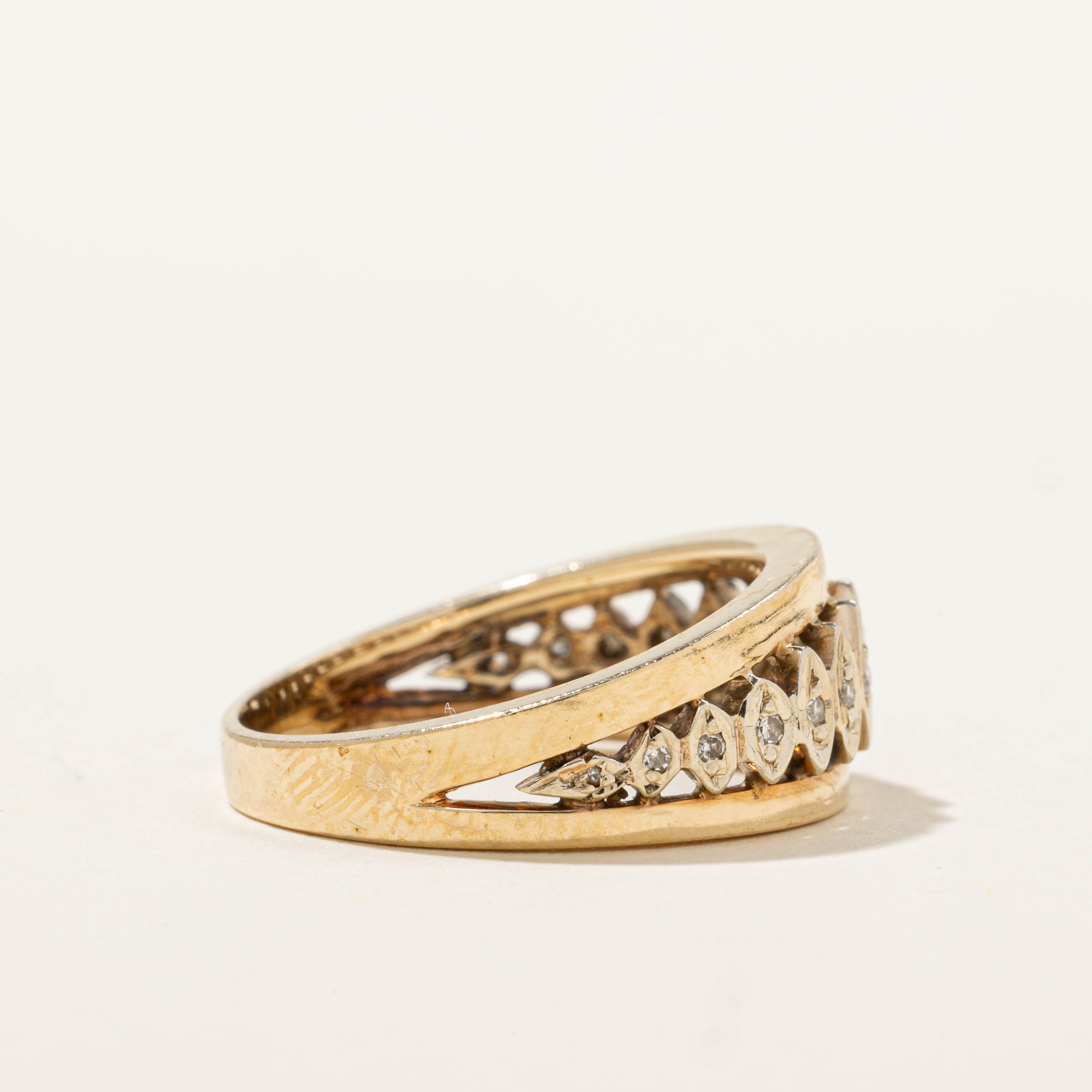 10k Diamond Marquise Pattern Tapered Band | SZ 6.5