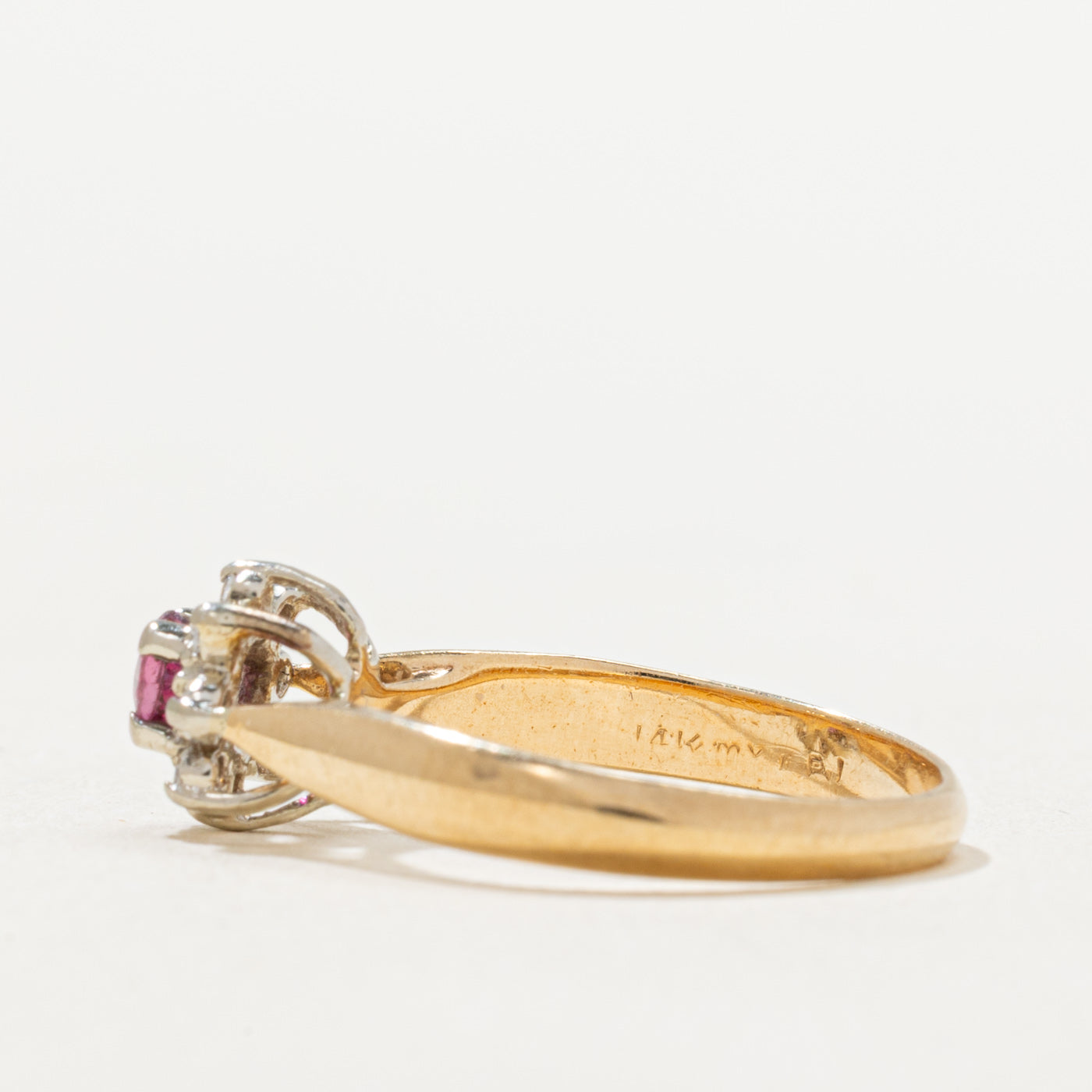 Ruby & Diamond Petal Ring | 0.25ct, 0.08ctw | SZ 6.25
