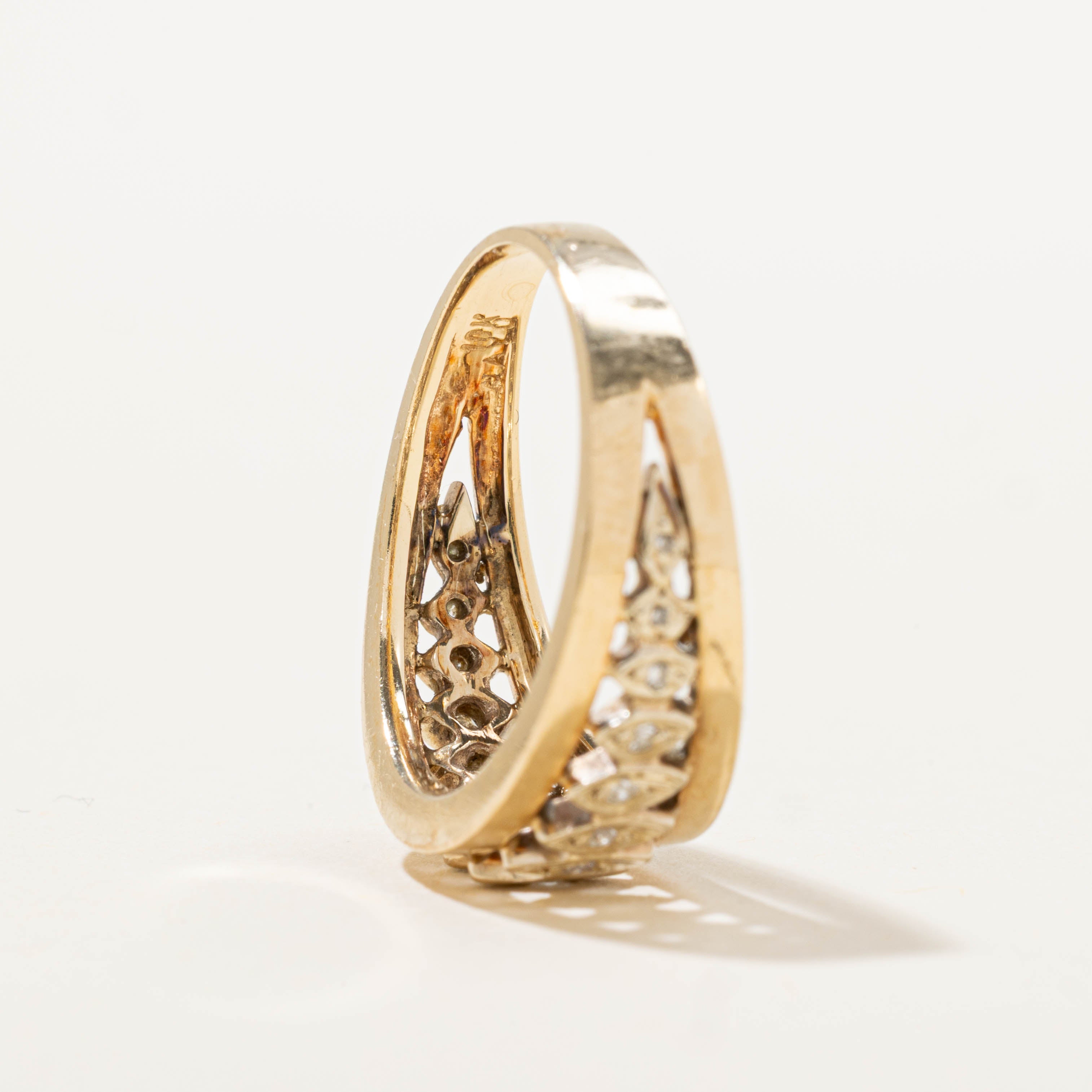 10k Diamond Marquise Pattern Tapered Band | SZ 6.5