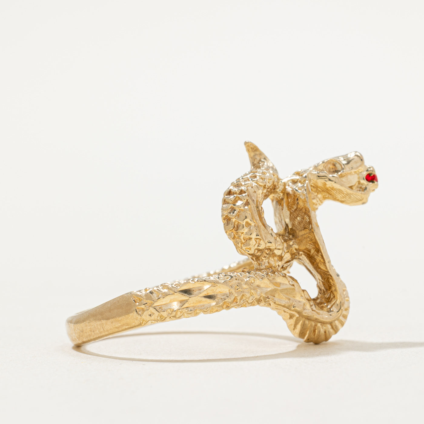 Red Glass Snake Ring | 0.03ct | SZ 12