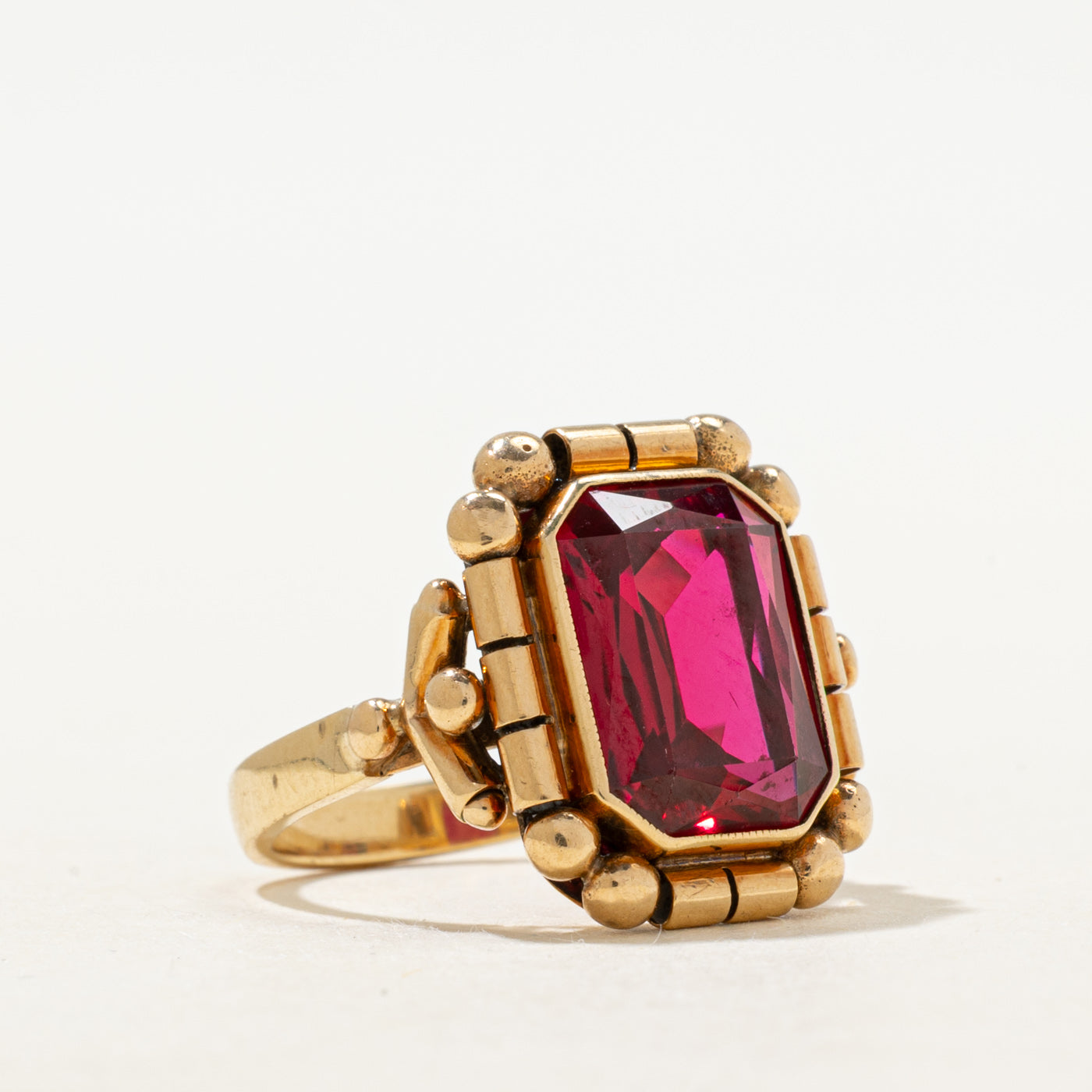 Bezel Set Radiant Cut Synthetic Ruby Ring | 5.06ct | SZ 5.5