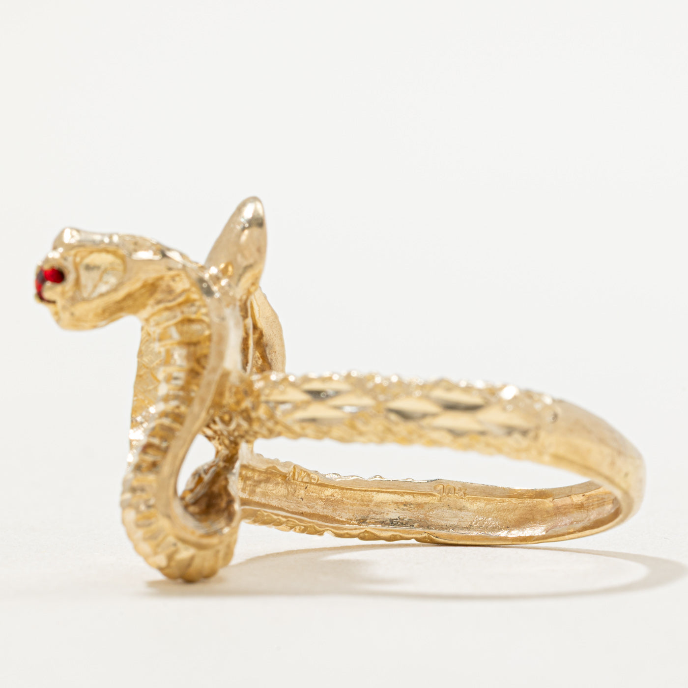 Red Glass Snake Ring | 0.03ct | SZ 12