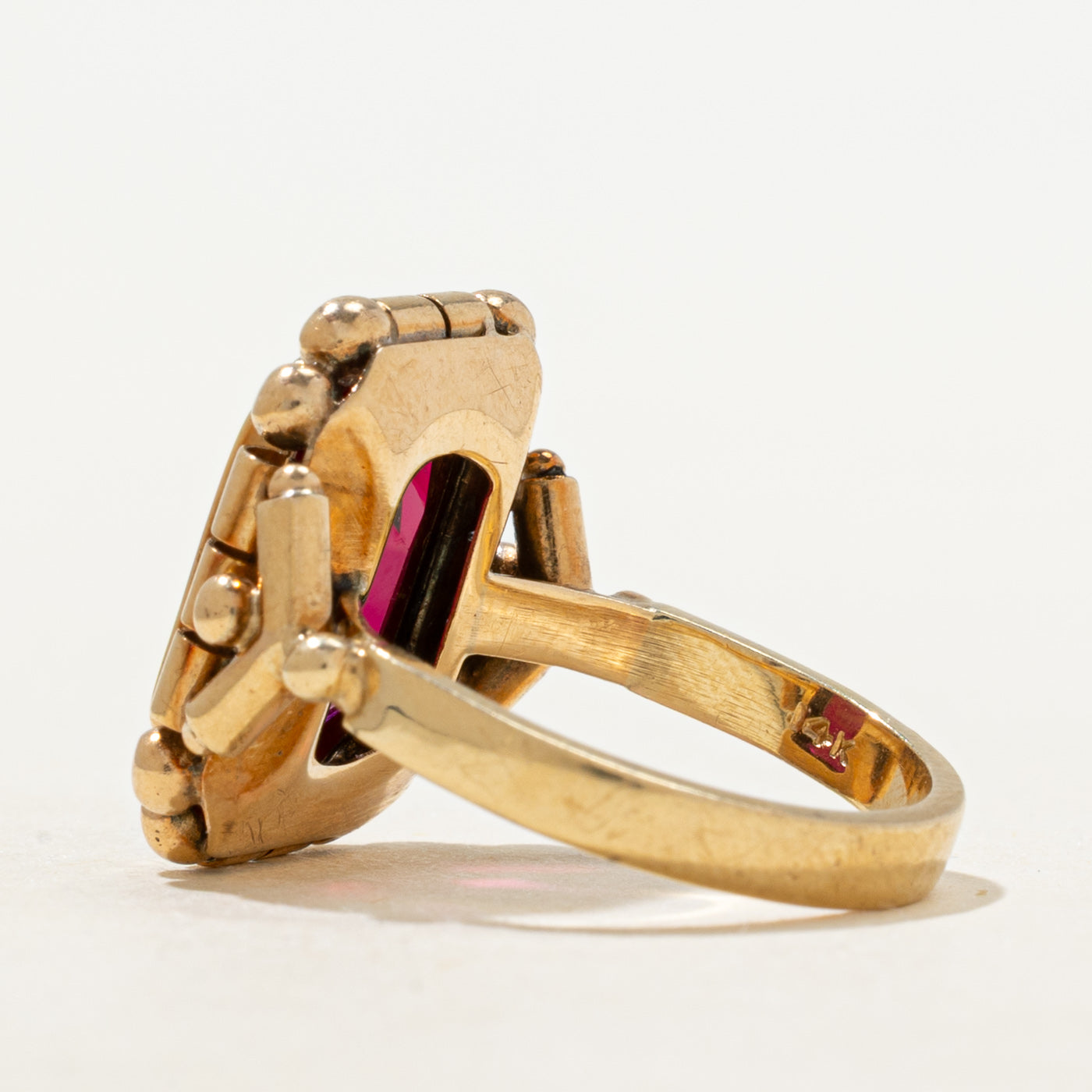 Bezel Set Radiant Cut Synthetic Ruby Ring | 5.06ct | SZ 5.5