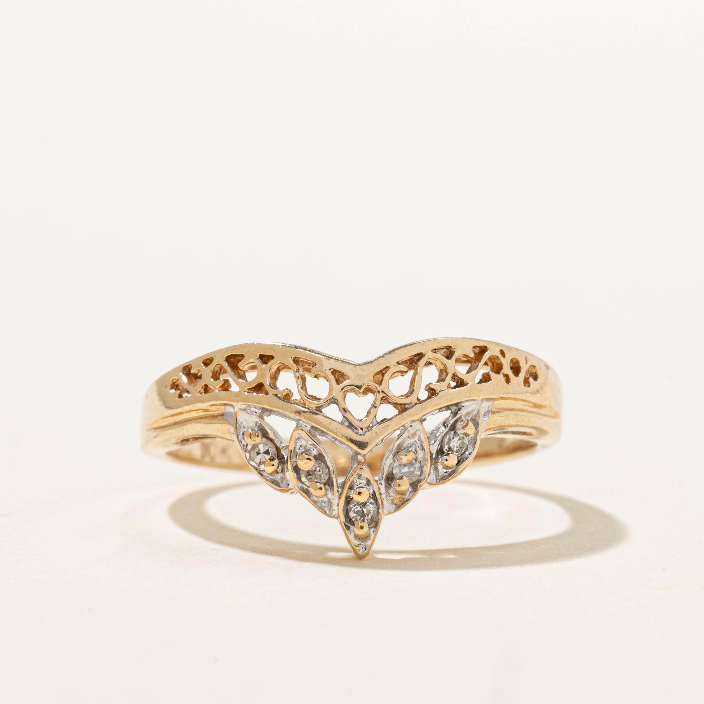 10k Diamond Openwork Chevron Ring | SZ 5.25