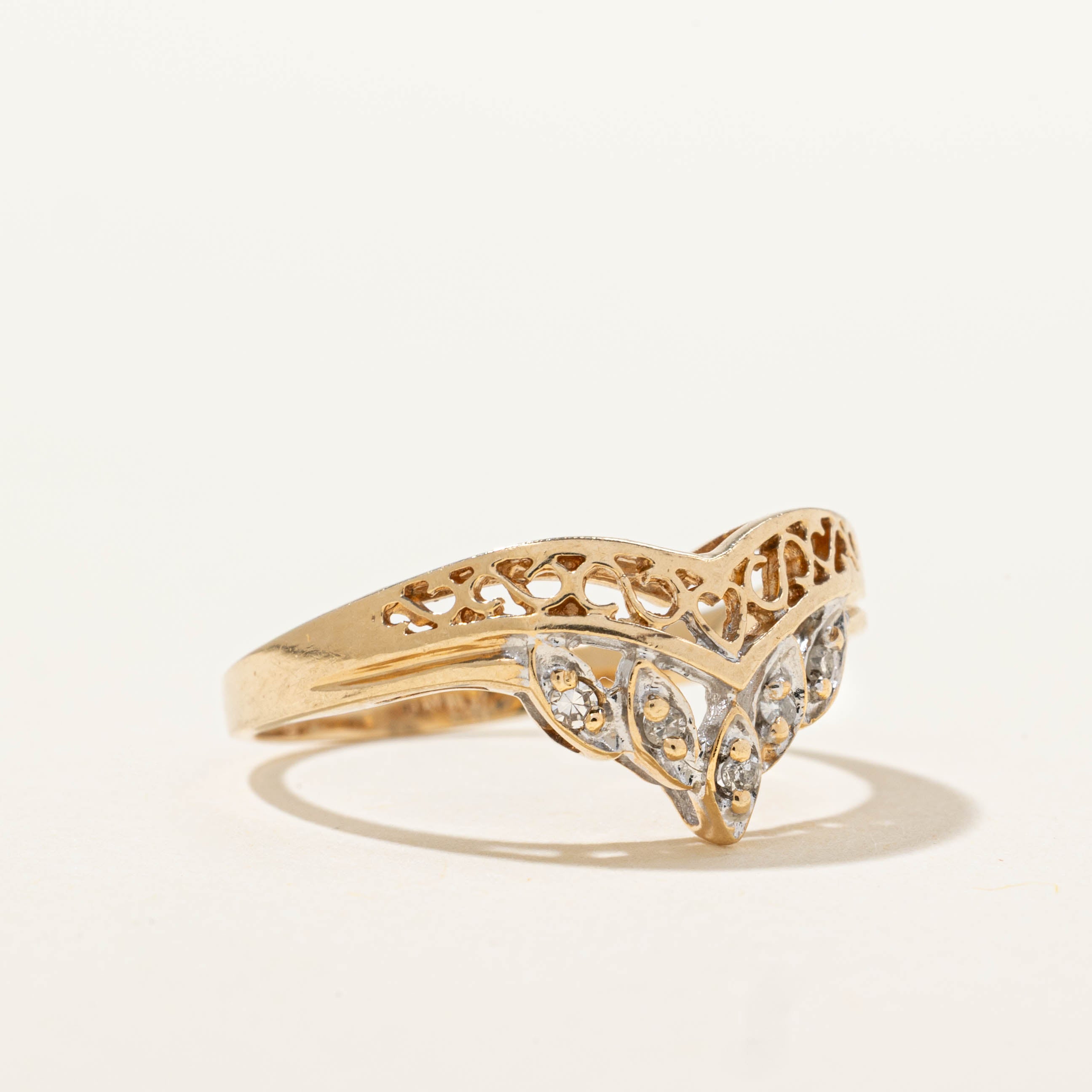 10k Diamond Openwork Chevron Ring | SZ 5.25