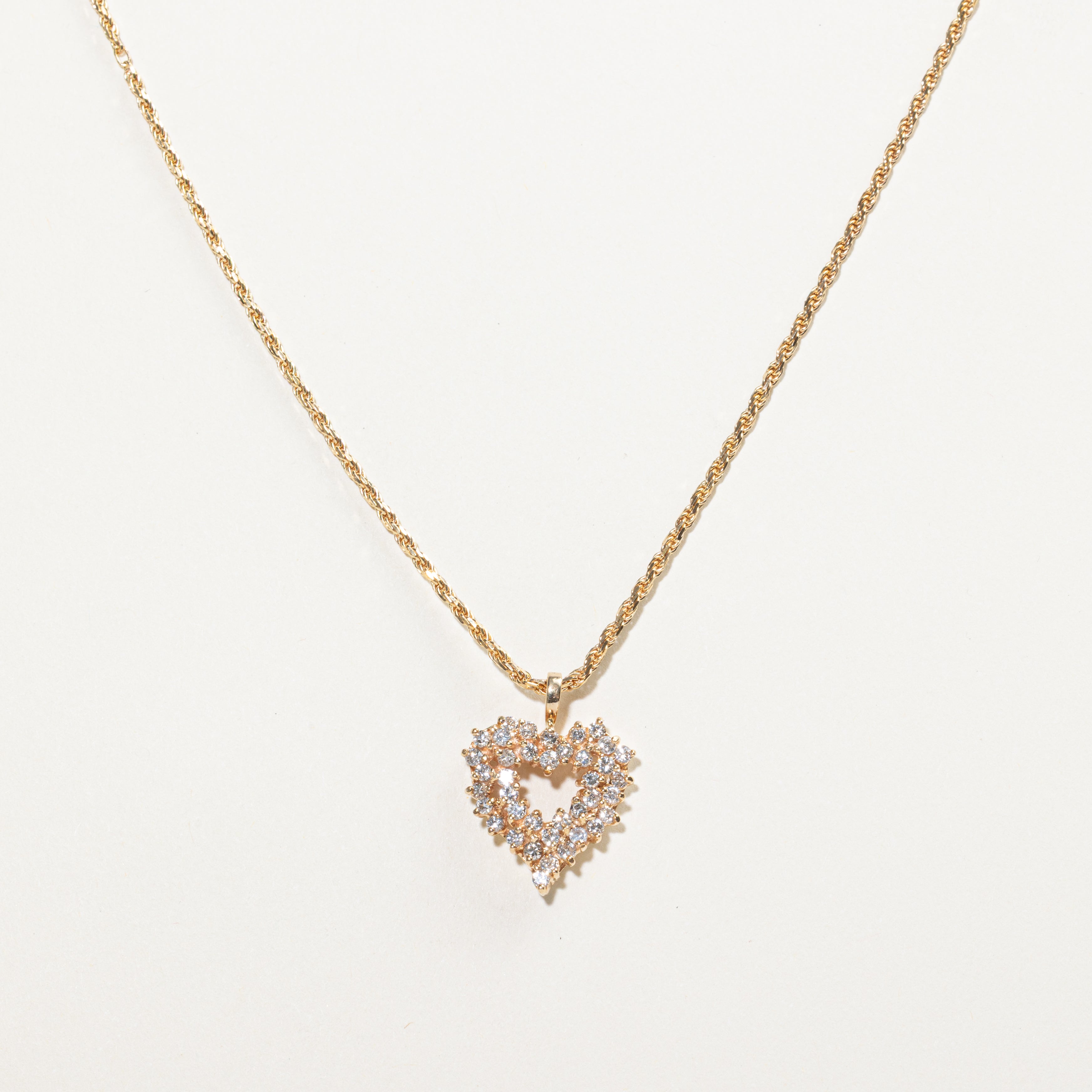 Diamond Heart Cluster Pendant Necklace | 1.05ct | 17"