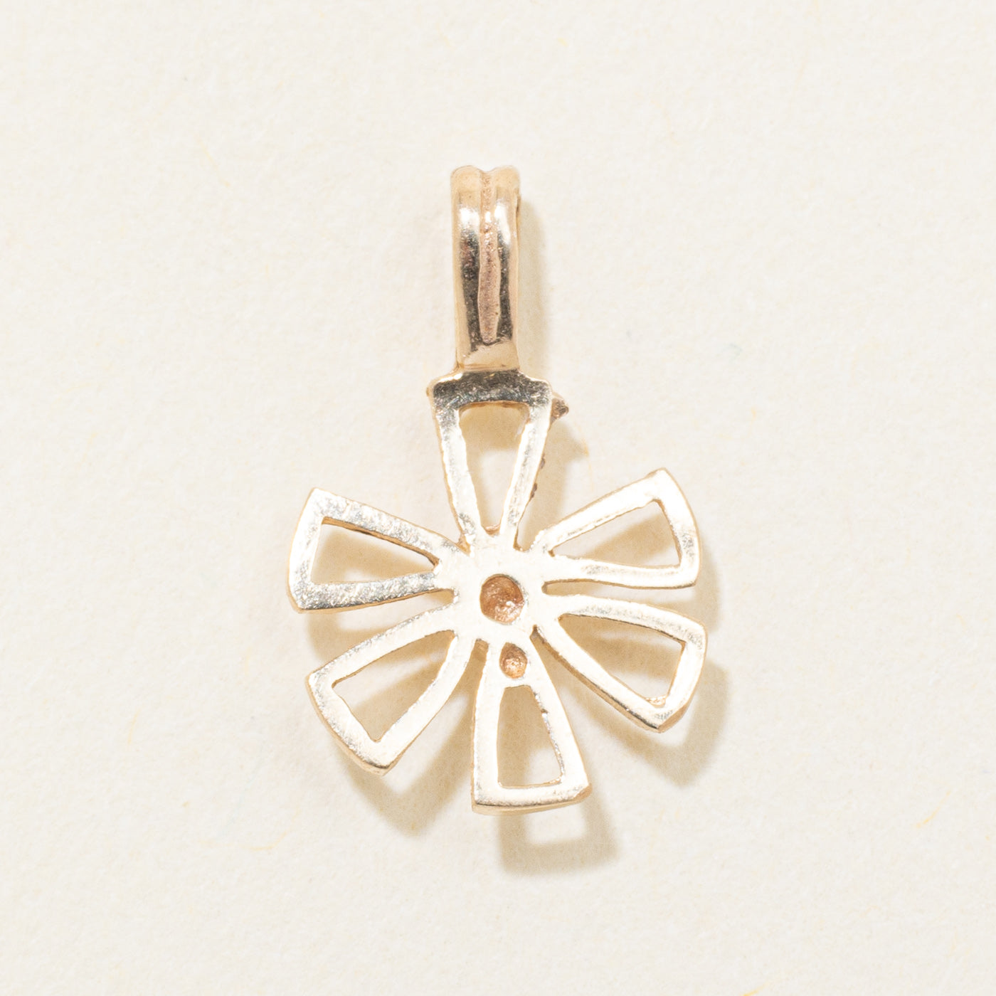 10k Yellow Gold Diamond Open Flower Pendant