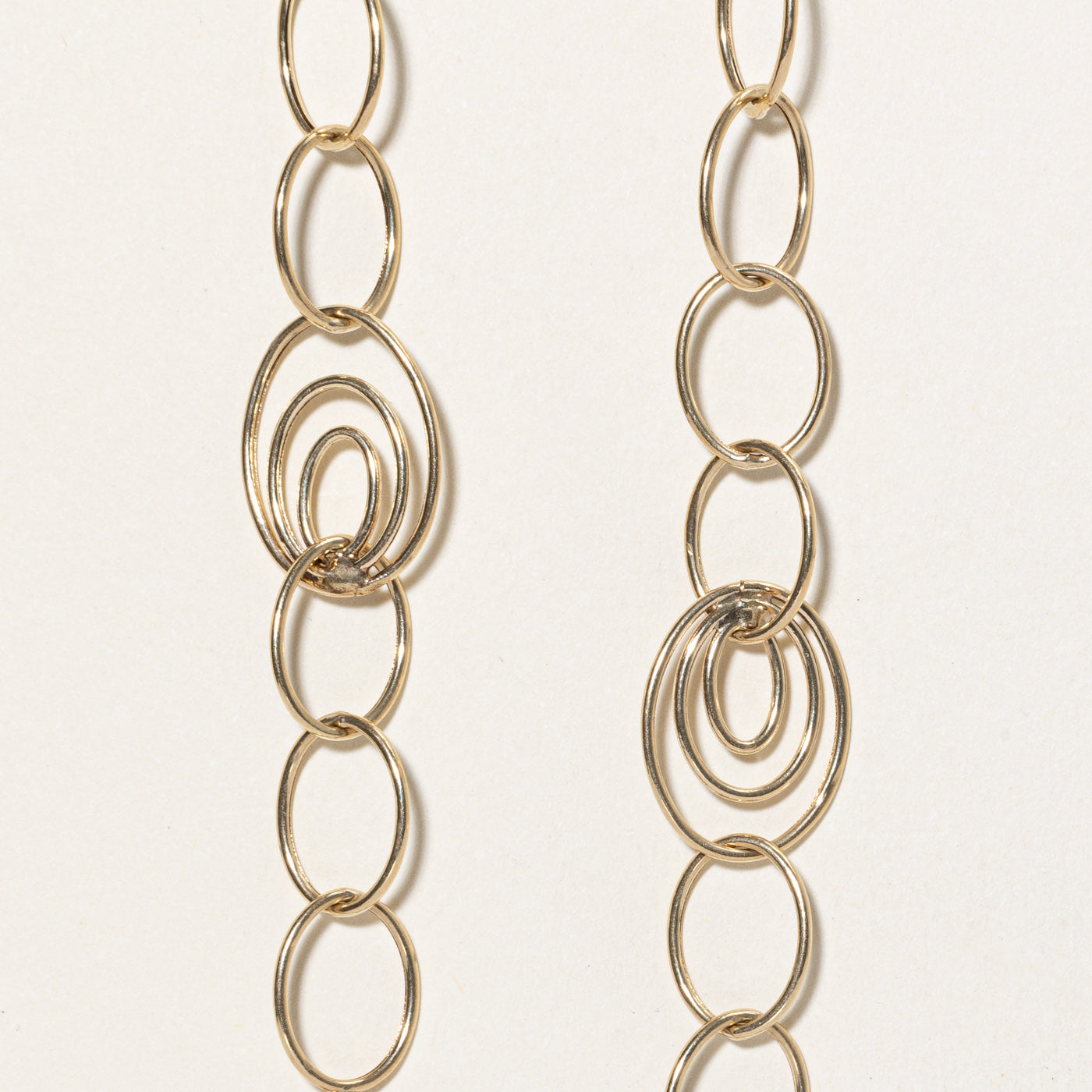 Collier turc en or jaune 10 carats à maillons ovales fantaisie | 114 cm