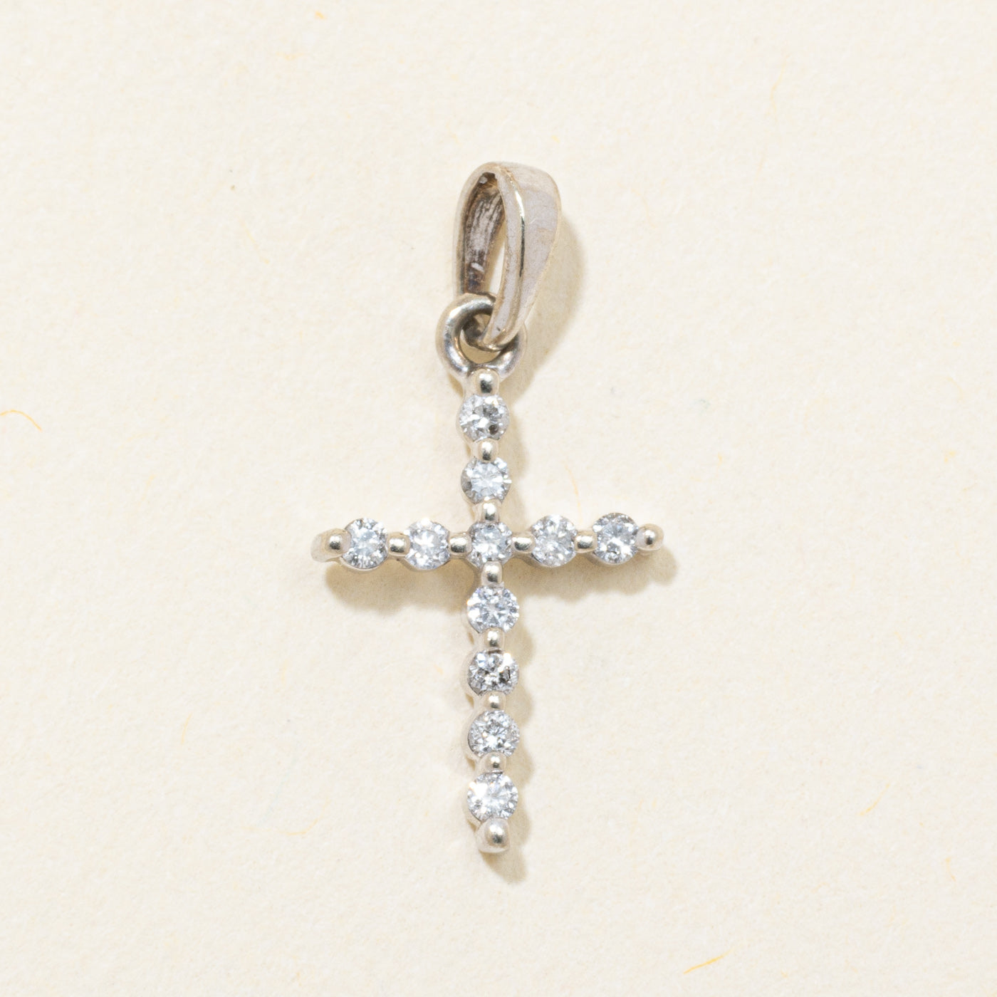 10k White Gold Diamond Cross Pendant