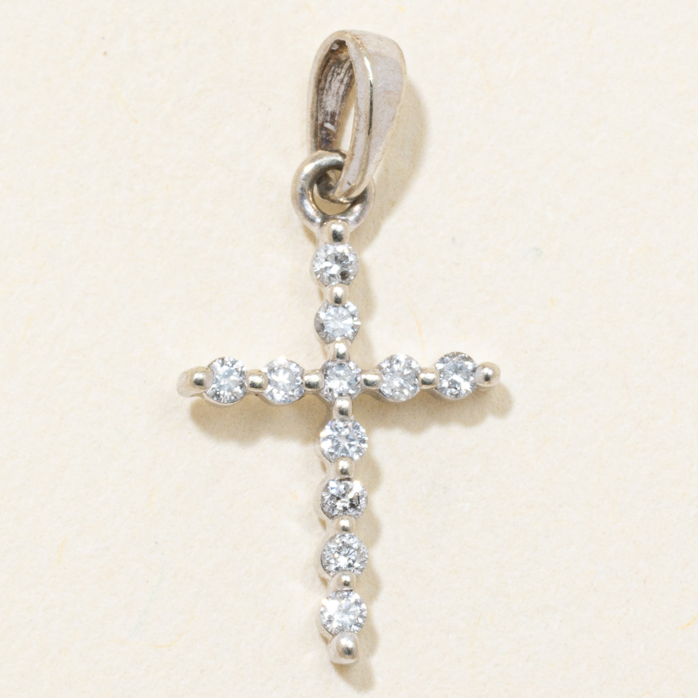 10k White Gold Diamond Cross Pendant