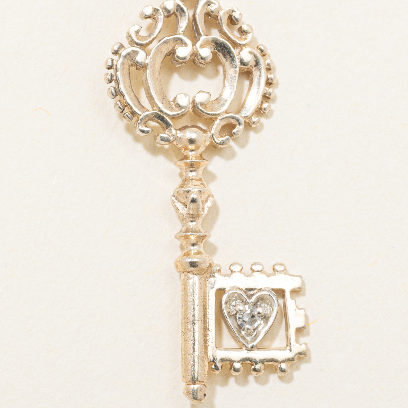 14k Yellow & White Gold Diamond Ornate Key Pendant