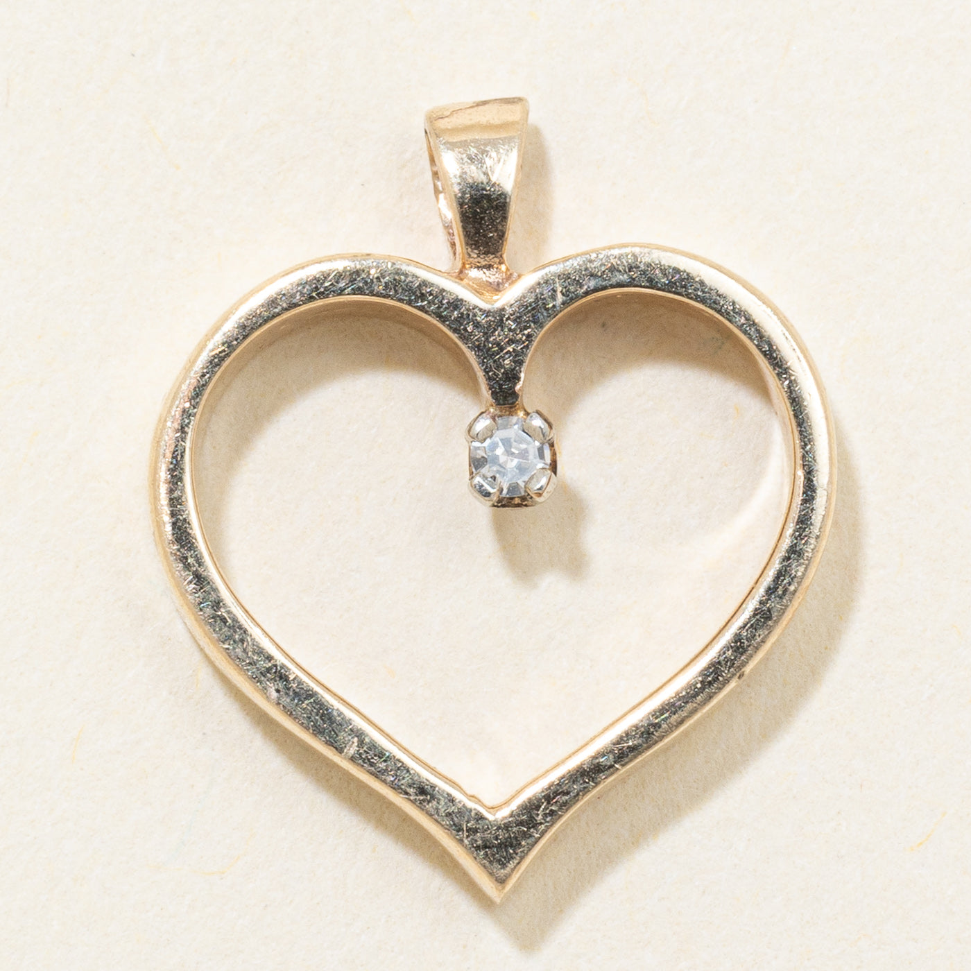 10k Yellow Gold Diamond Open Heart Pendant