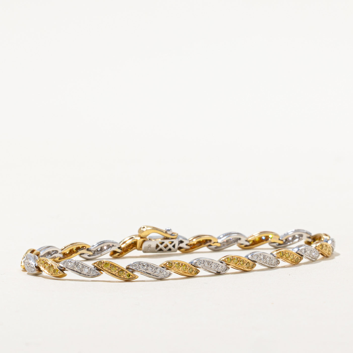 18k Yellow & White Diamond Tennis Bracelet | 0.96ctw | 7"