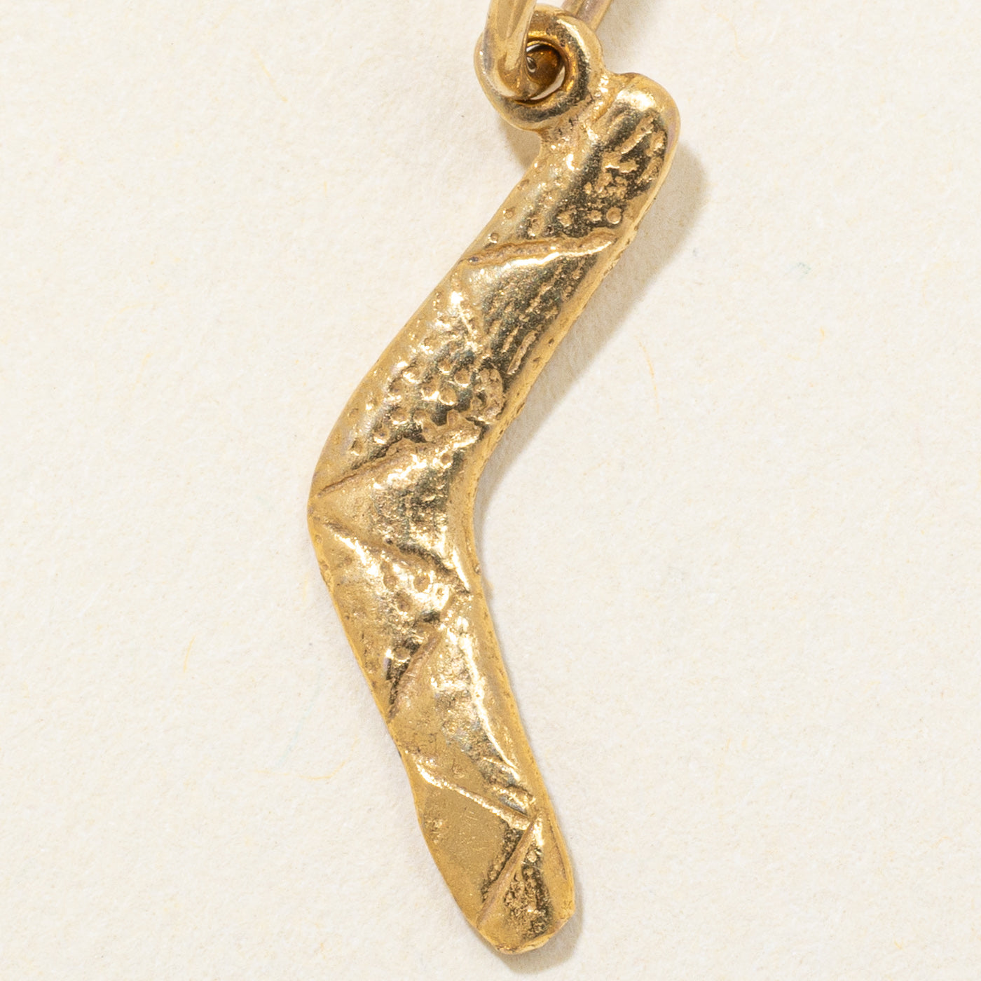 9k Yellow Gold Textured Boomerang Charm