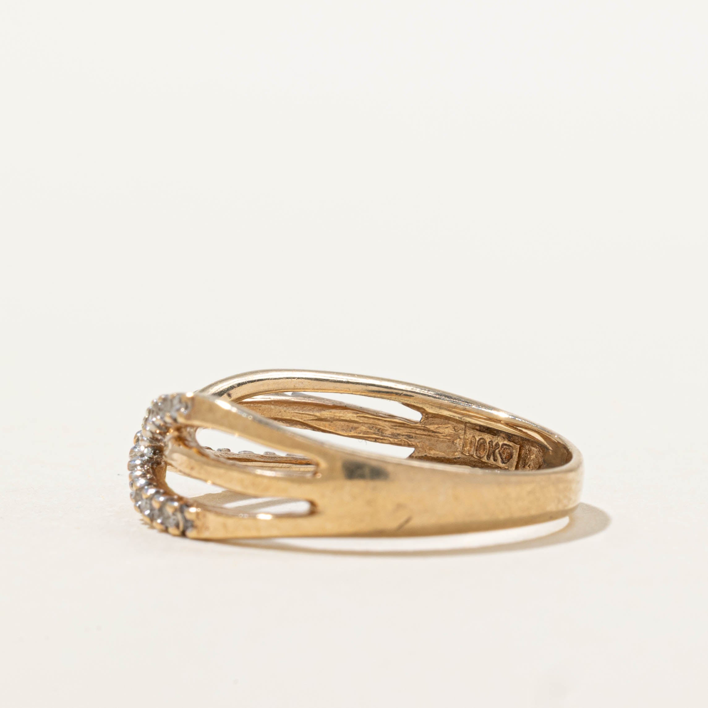 10k Pavé Set Diamond Crossover Ring | SZ 6.5