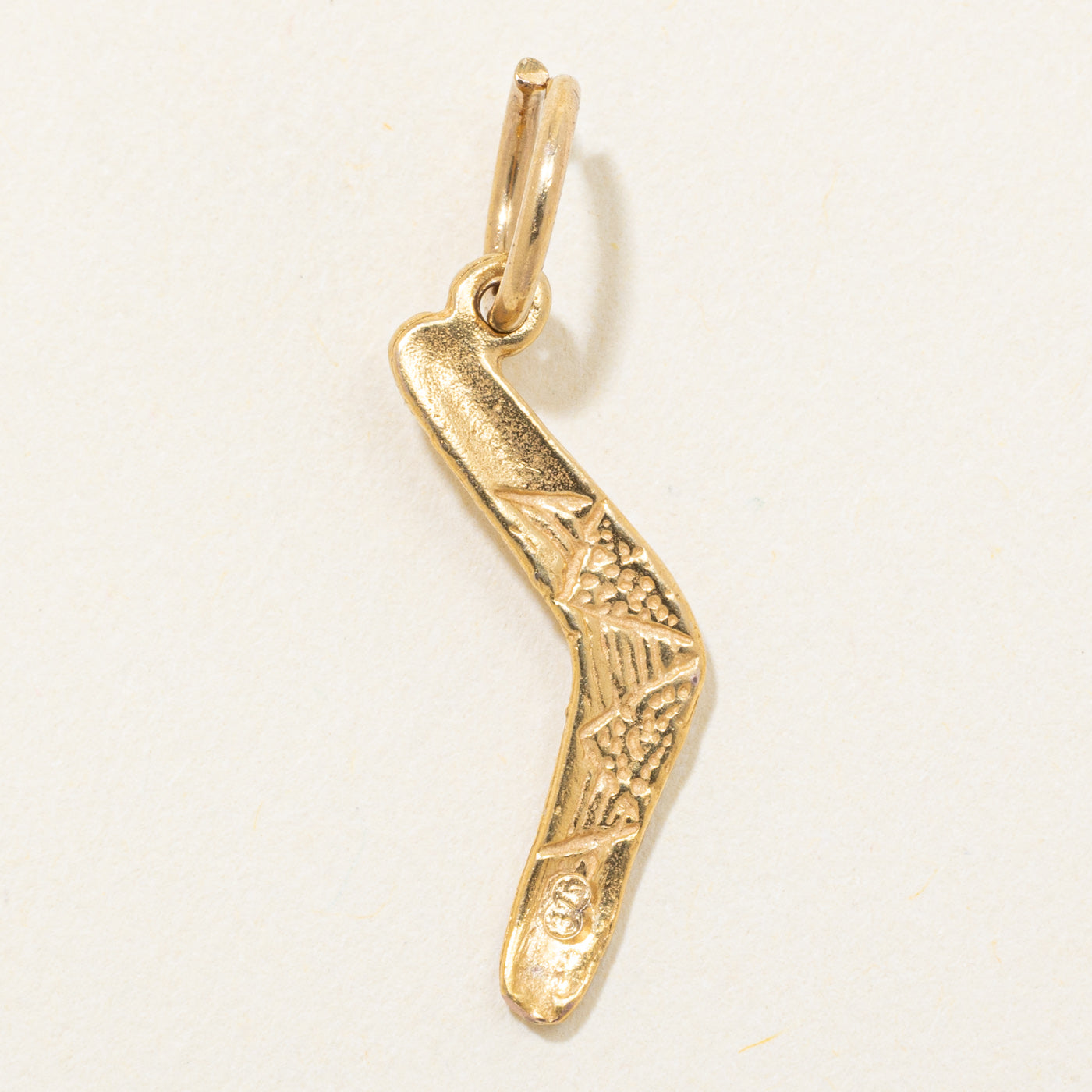 9k Yellow Gold Textured Boomerang Charm
