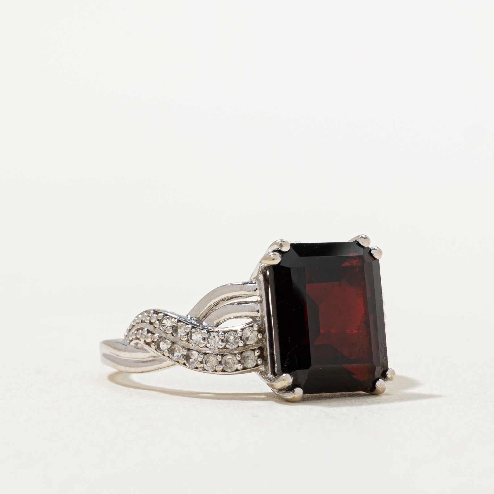 Garnet & Synthetic Colourless Sapphire Ring | 5.50ct, 0.24ctw | SZ 7.25