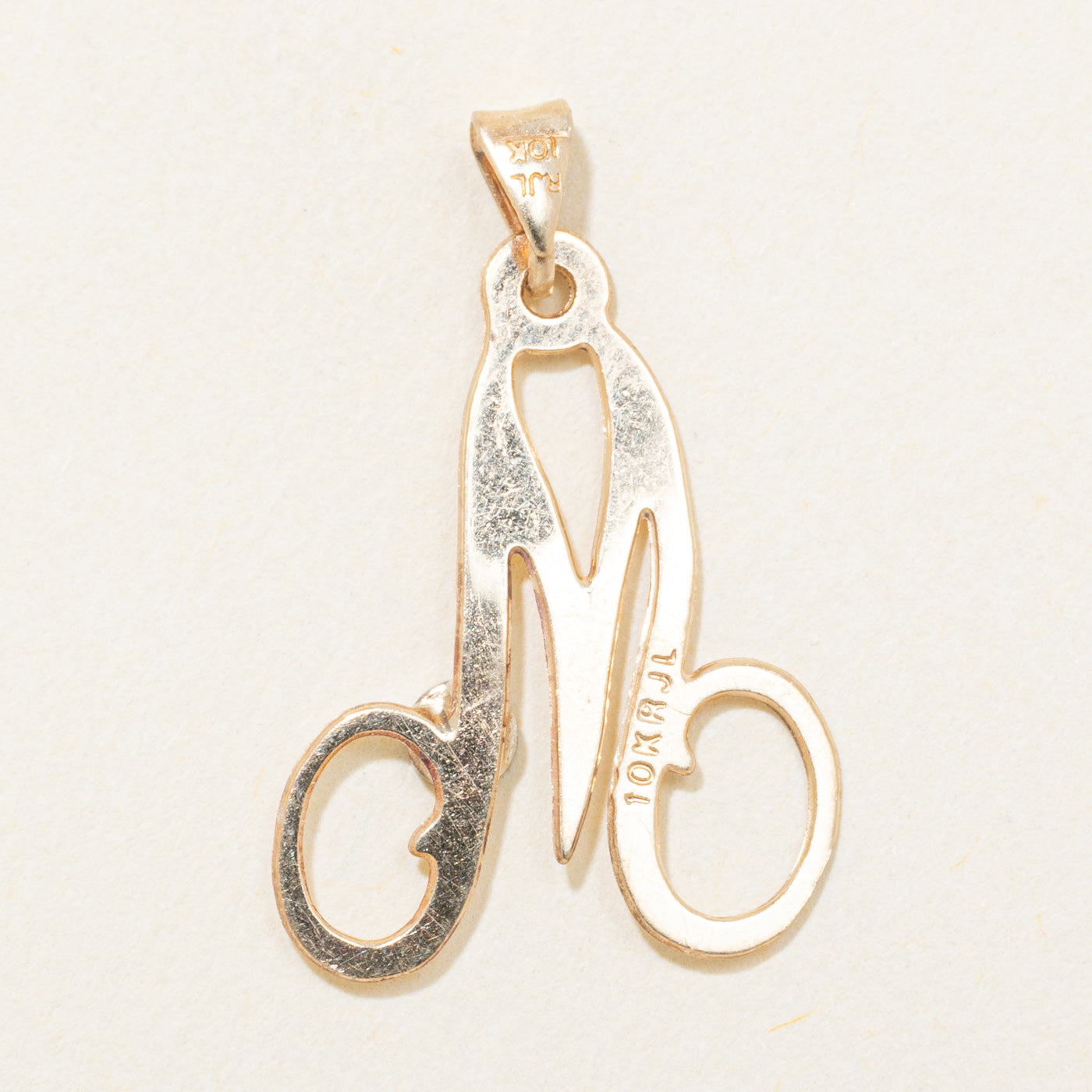 10k Bezel Set Diamond "M" Initial Pendant