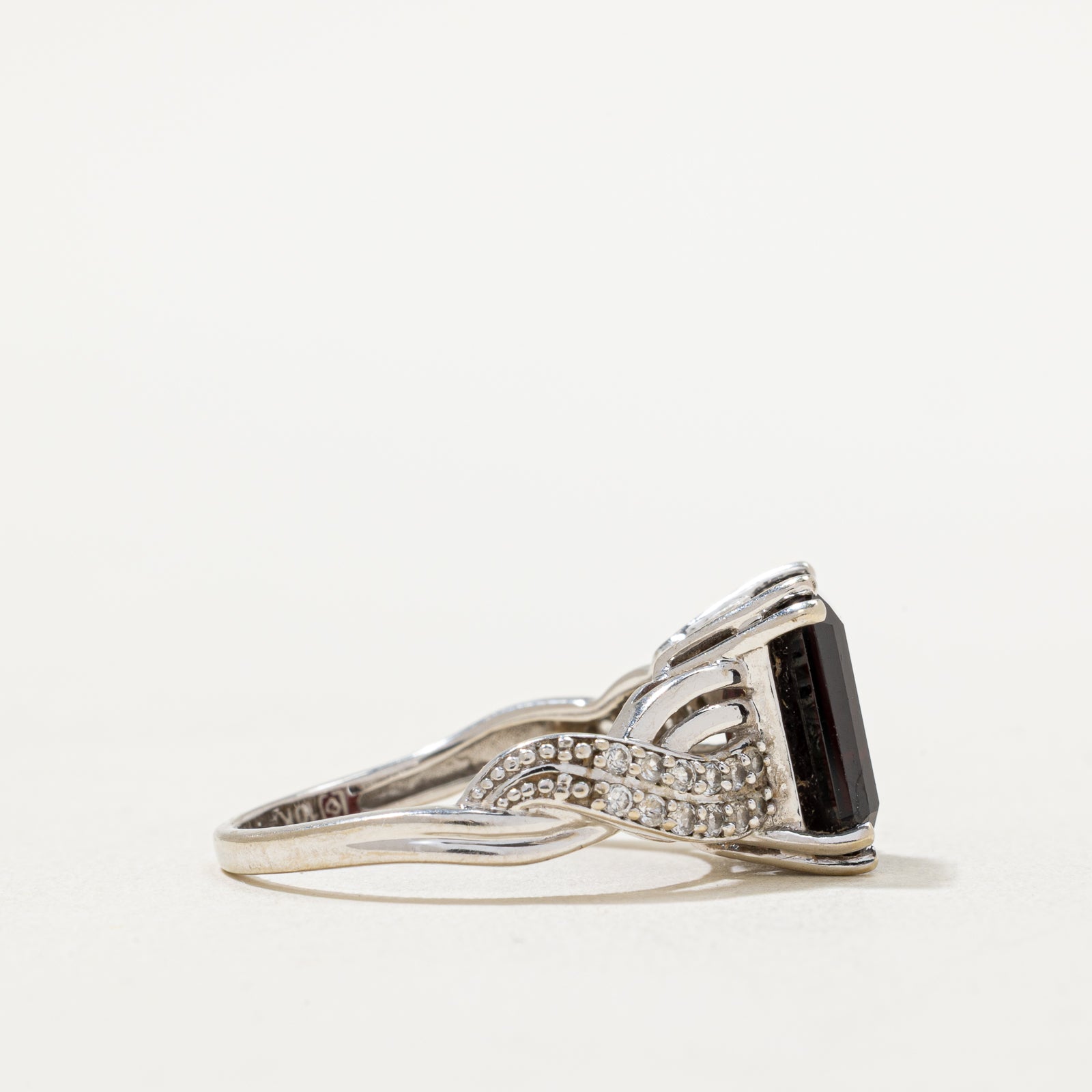 Garnet & Synthetic Colourless Sapphire Ring | 5.50ct, 0.24ctw | SZ 7.25