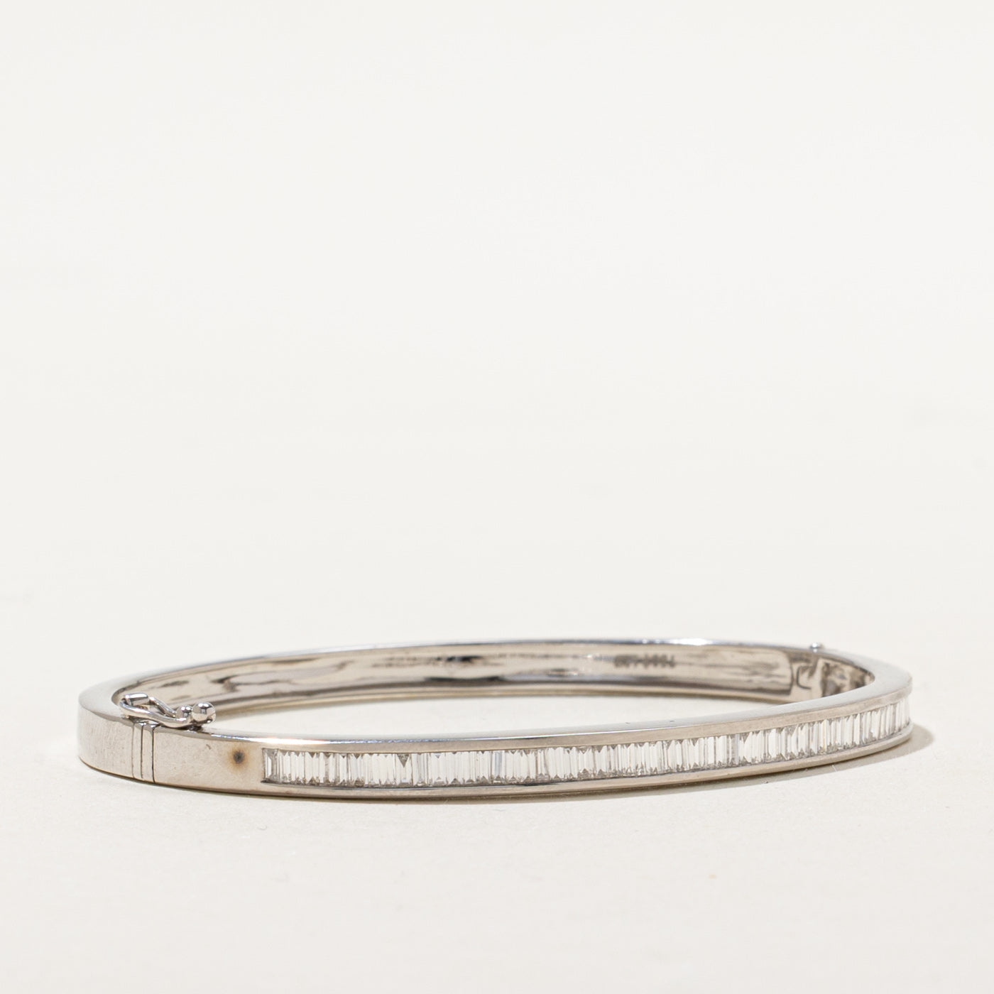 18k Channel Set Baguette Cut Diamond Bangle | 0.98ctw | 7"
