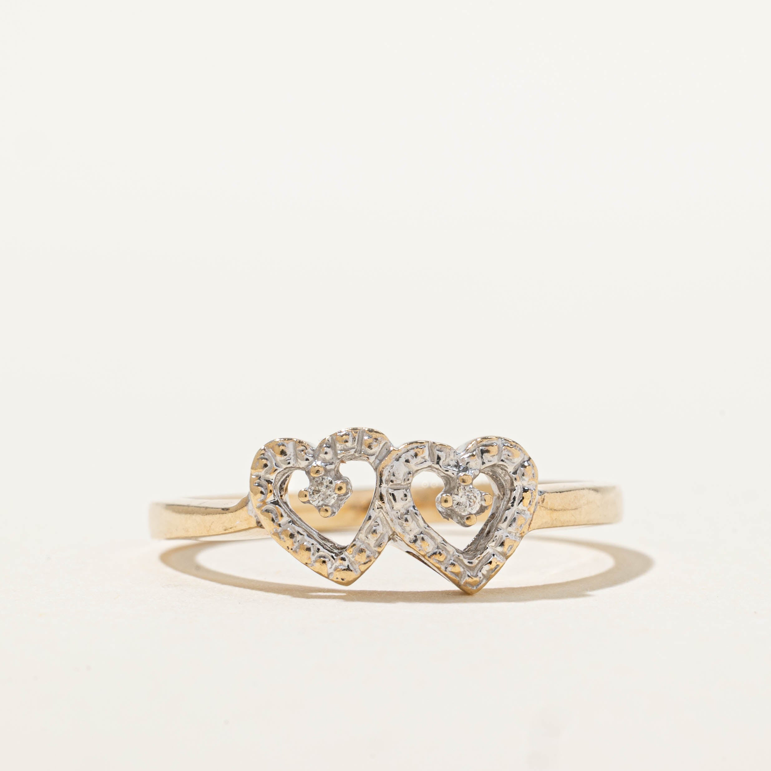 10k Diamond Double Heart Ring | SZ 8