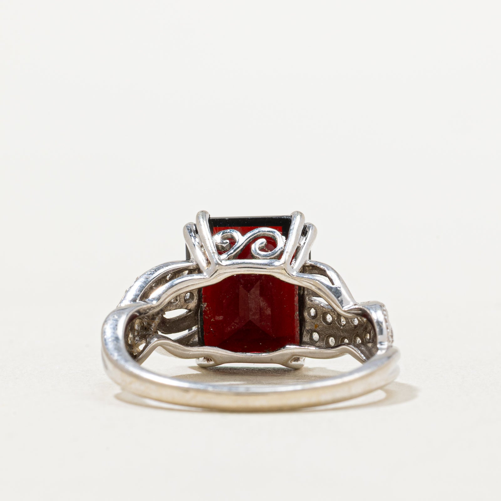 Garnet & Synthetic Colourless Sapphire Ring | 5.50ct, 0.24ctw | SZ 7.25
