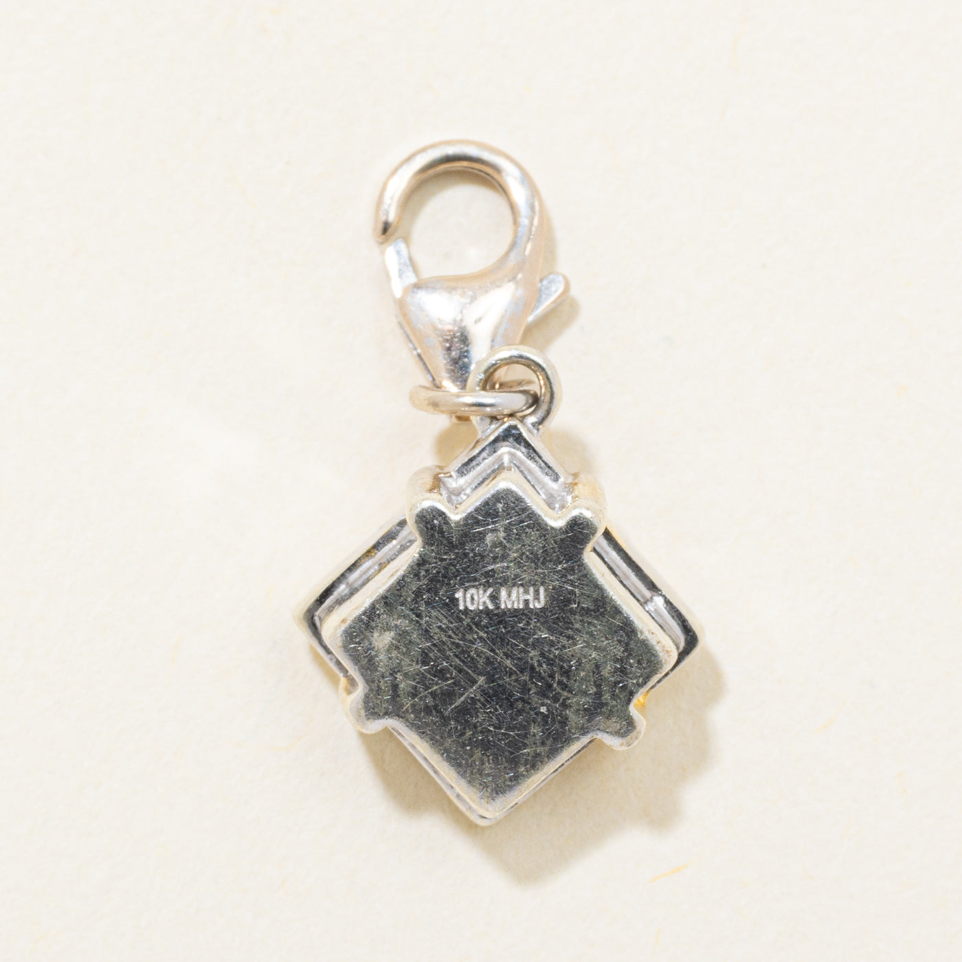 10k Two Tone Gold Diamond Gift Box Charm