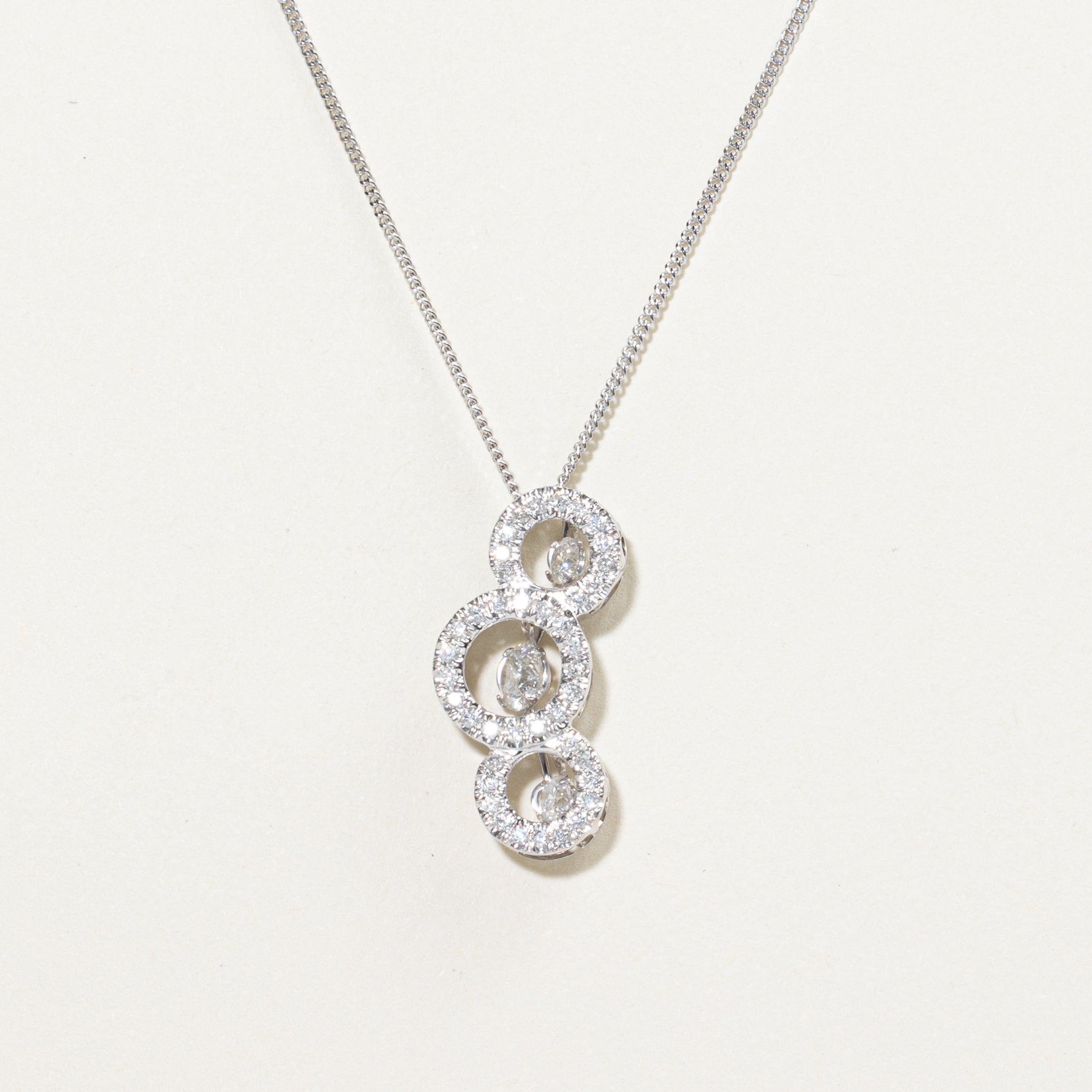 White Gold Diamond Circles Pendant Necklace | 0.50ct | 18"