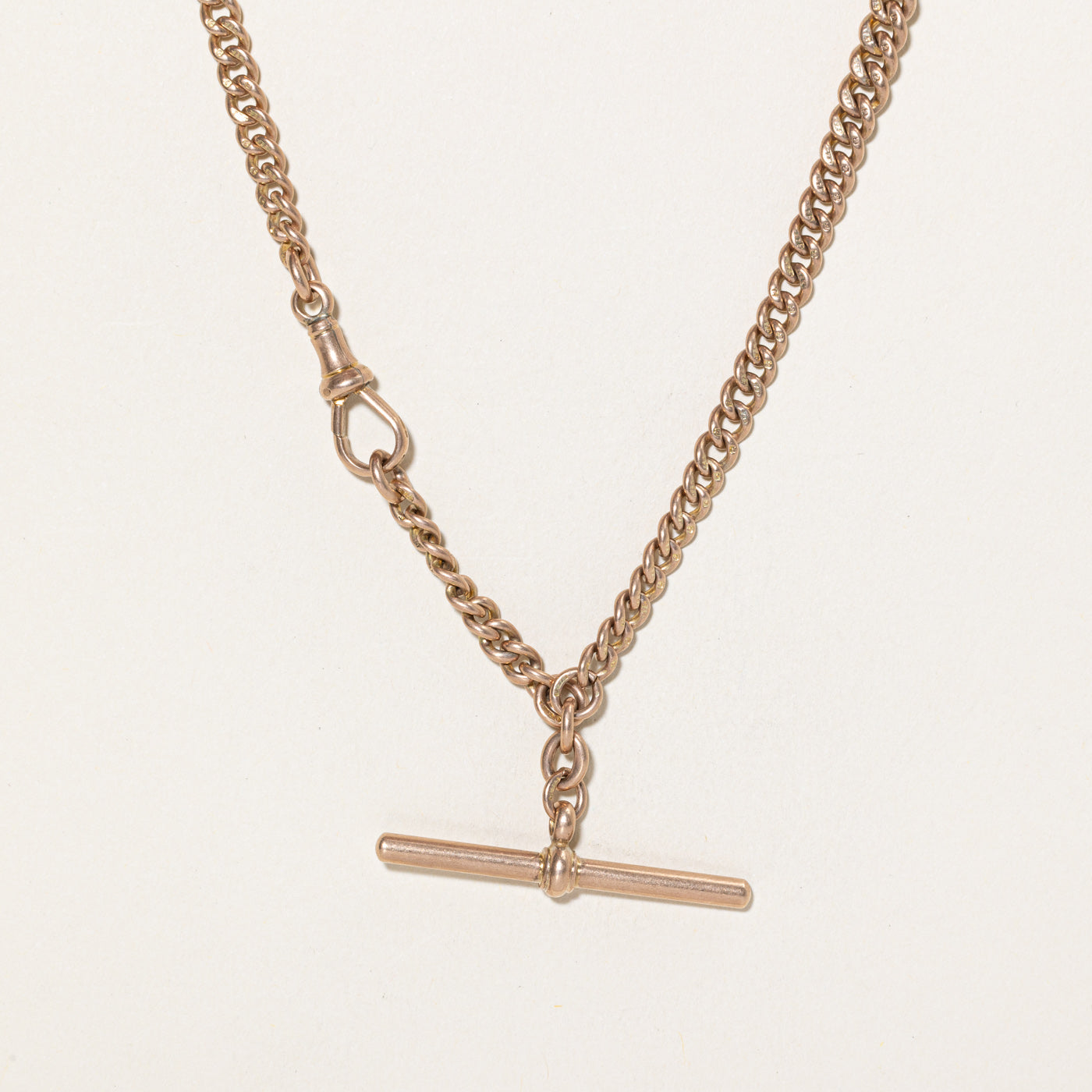 9K Rose Gold Curb Link Watch Chain | 12.5"