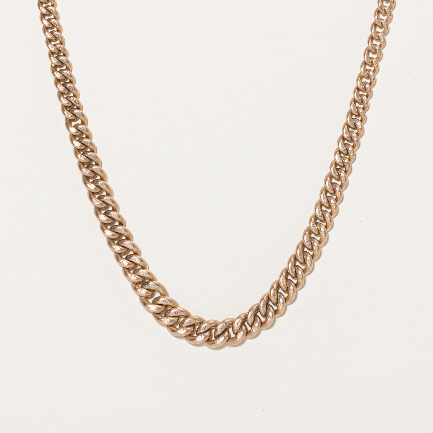 9K Rose Gold Curb Link Watch Chain | 12.5"