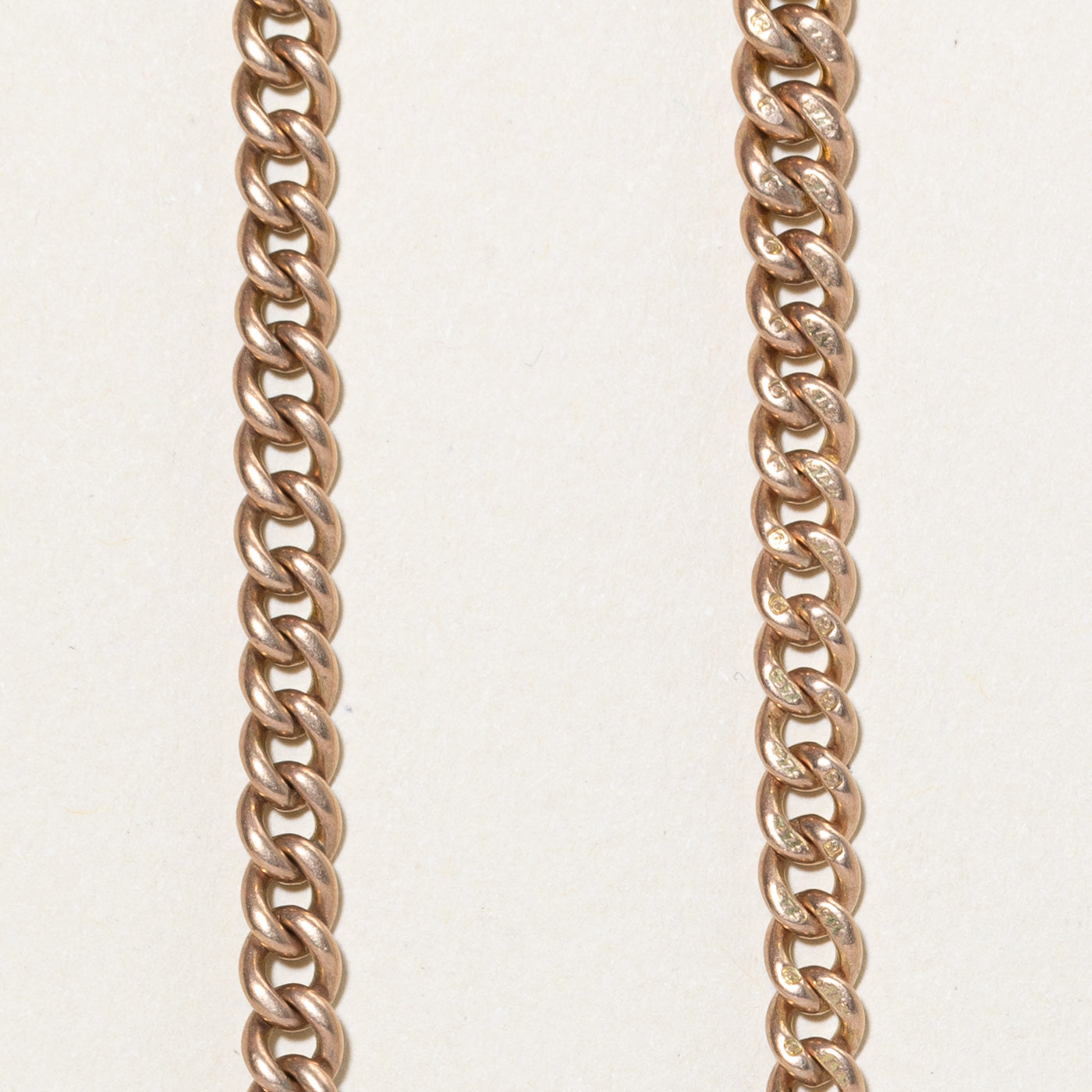 9K Rose Gold Curb Link Watch Chain | 12.5"