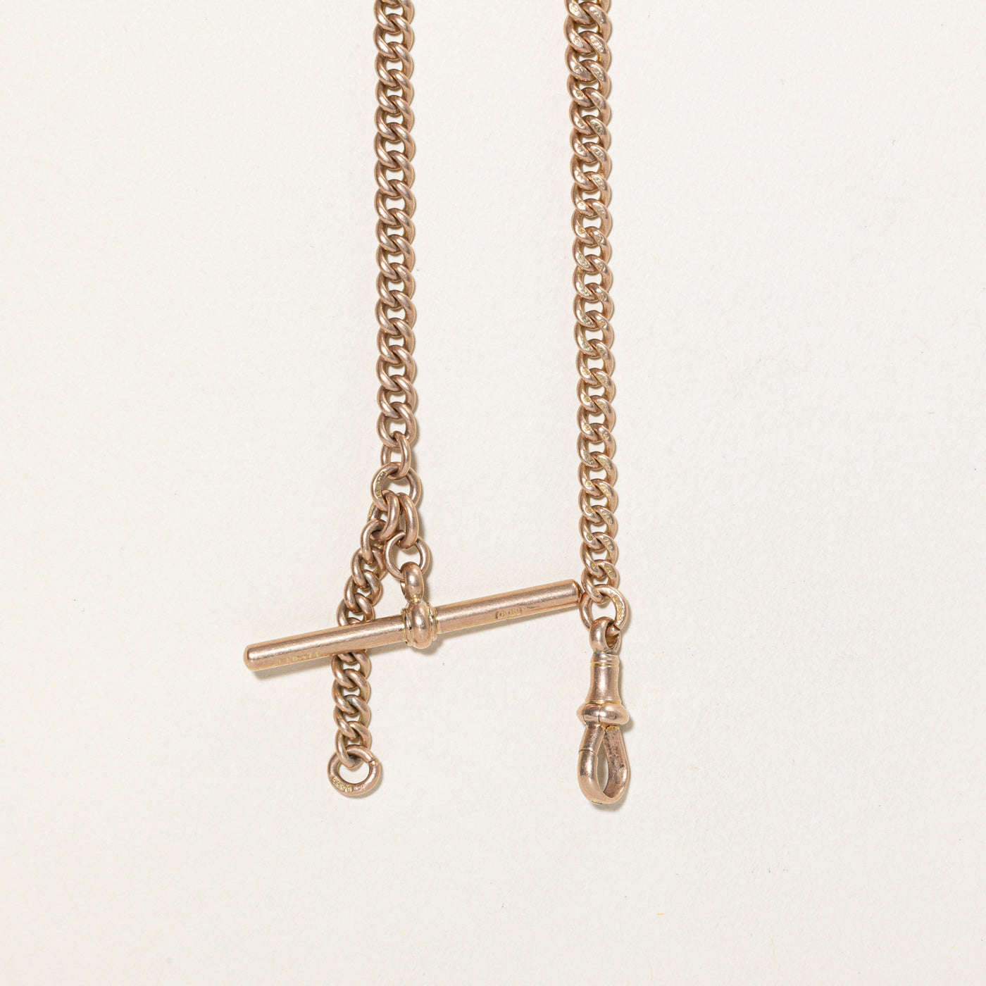 9K Rose Gold Curb Link Watch Chain | 12.5"