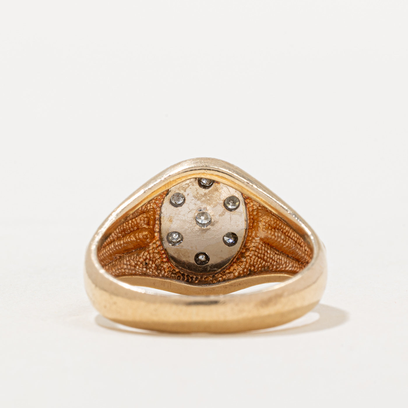 Pave Set Diamond Oval Shaped Signet Ring | 0.25ctw | SZ 8.75 |