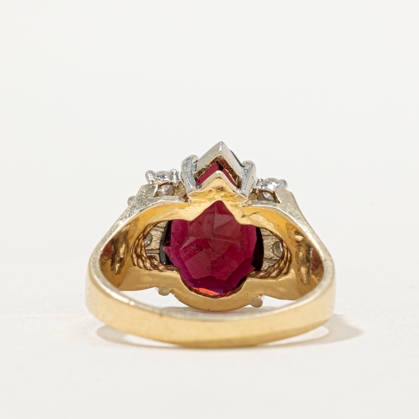 Pear Cut Garnet & Diamond Cocktail Ring | 4.25ct, 0.40ctw | SZ 9