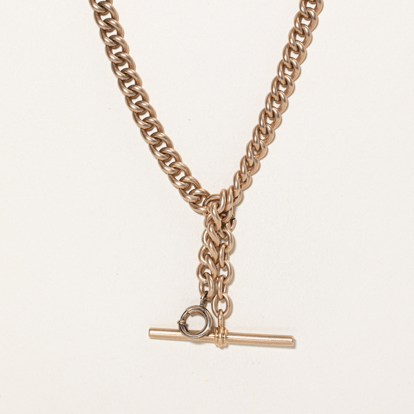 10K Rose Gold Curb Link Watch Chain | 16.5"