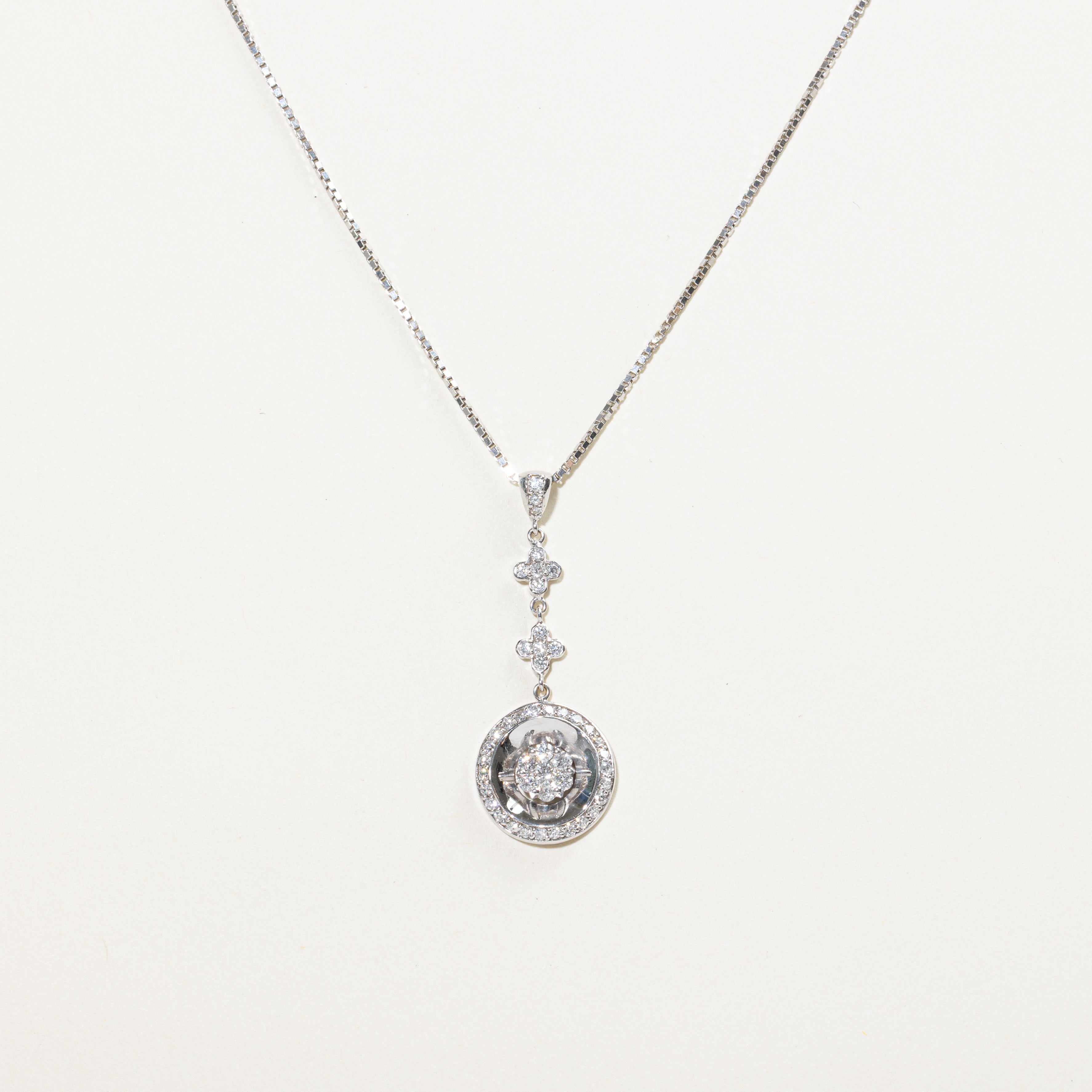 18k White Gold Diamond Drop Pendant Necklace | 0.62ct | 17"