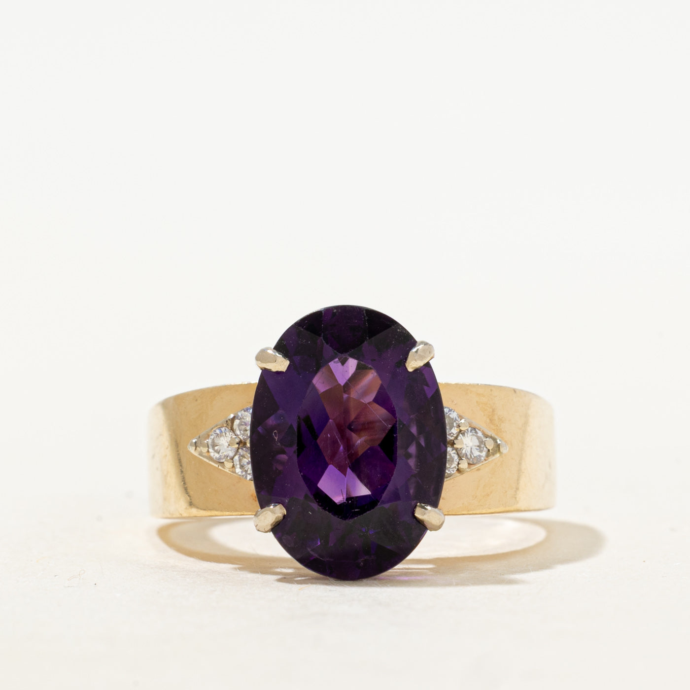 Basket Set Synthetic Purple Sapphire & Diamond Cocktail Ring | 6.60ct, 0.12ctw | SZ 9.25