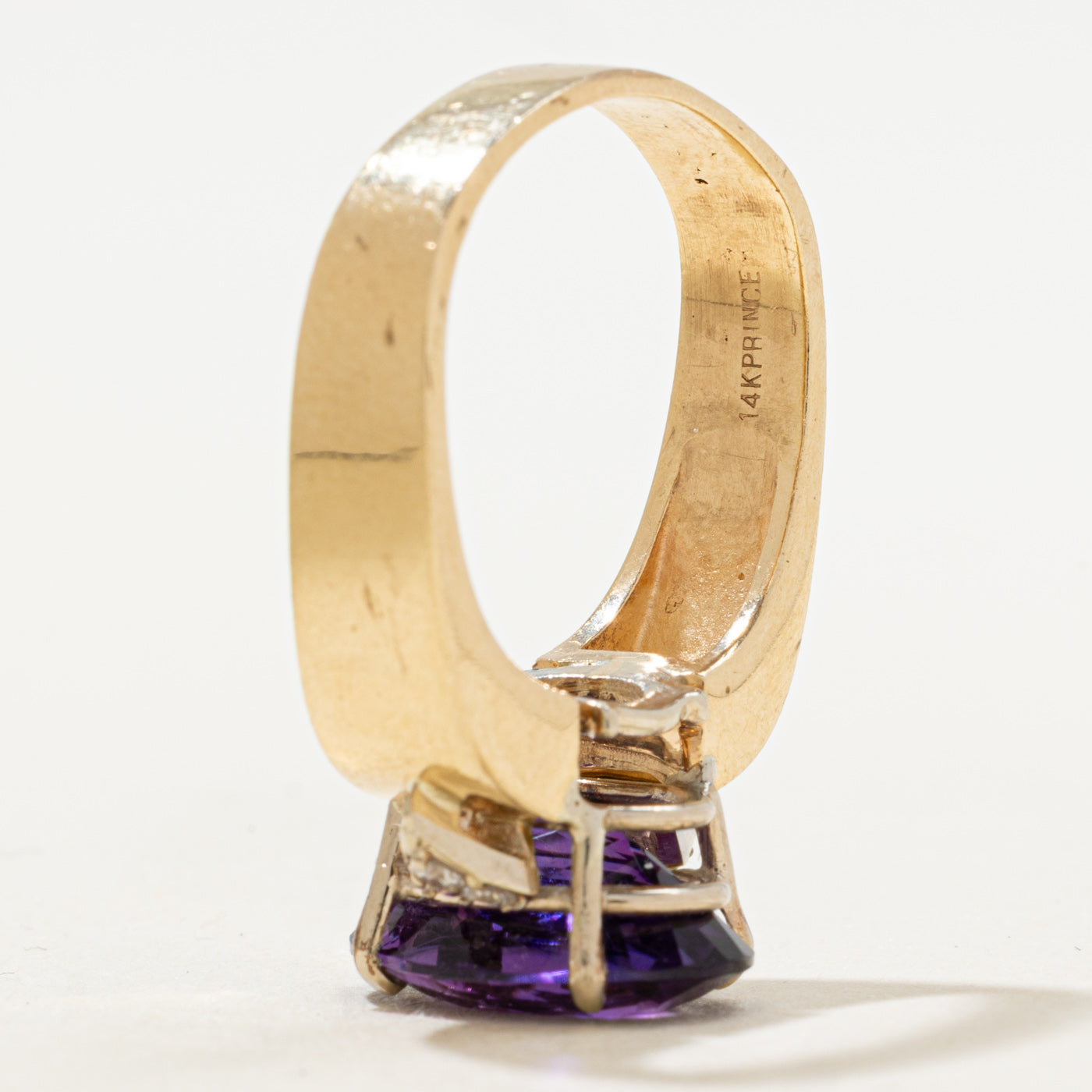 Basket Set Synthetic Purple Sapphire & Diamond Cocktail Ring | 6.60ct, 0.12ctw | SZ 9.25