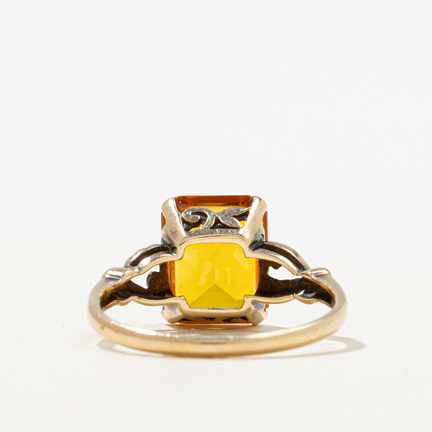 Synthetic Orange Sapphire Open Shank Ring | 3.80ct | SZ 6.25