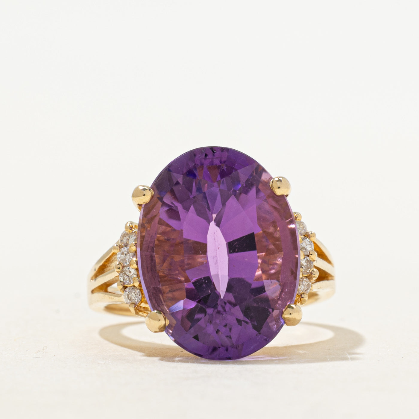 Synthetic Purple Sapphire & Diamond Cocktail Ring | 13.70ct, 0.08ctw | SZ 6.25