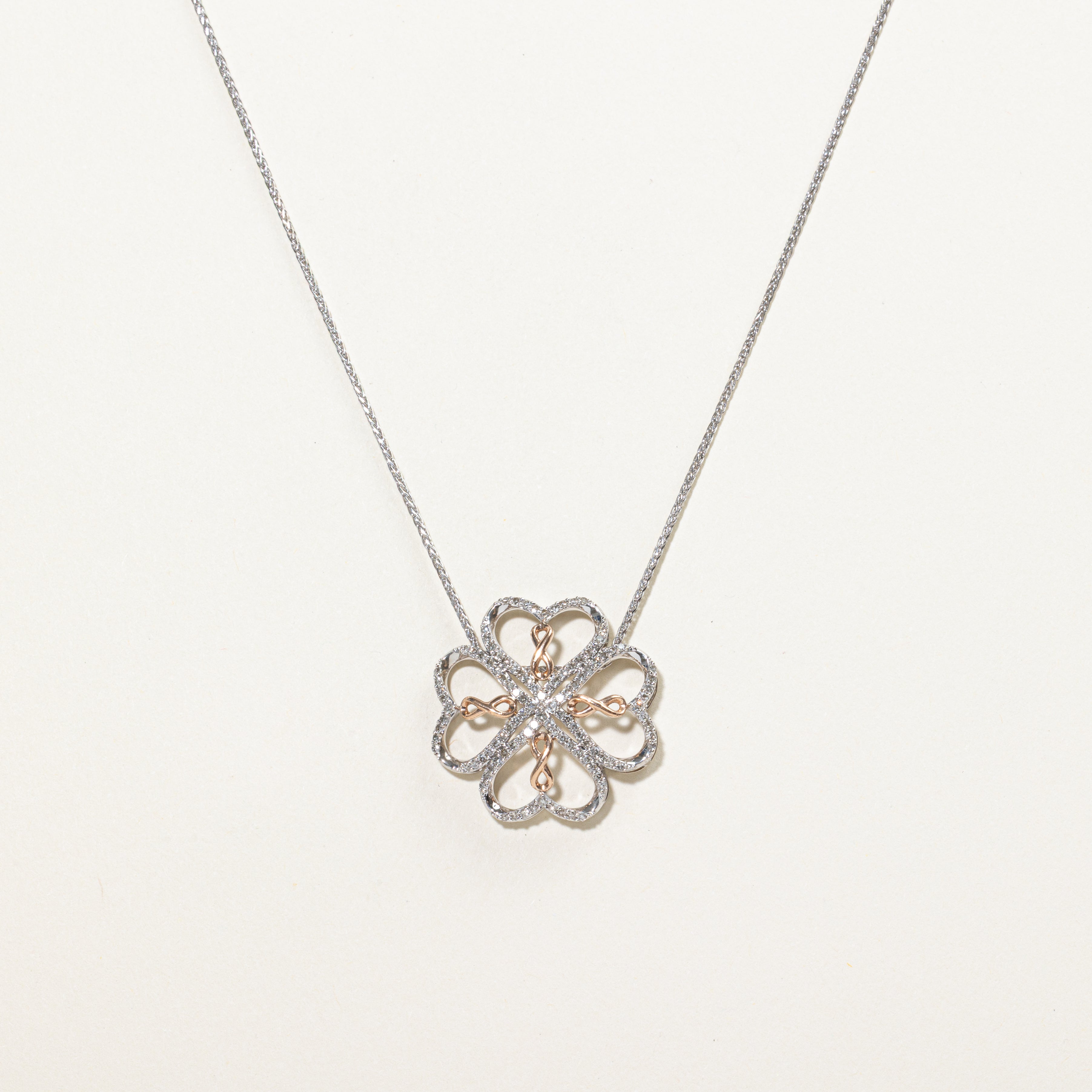 White Gold Diamond Clover Leaf Pendant Necklace | 0.30ct | 18"