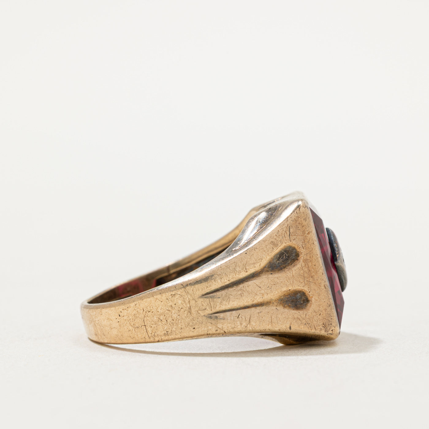 Synthetic Ruby & Diamond Statement Ring | 3.00ct, 0.03ct | SZ 9.75