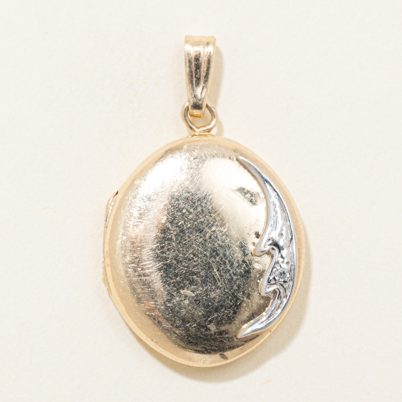 10k Two Tone Gold Diamond Oval Locket