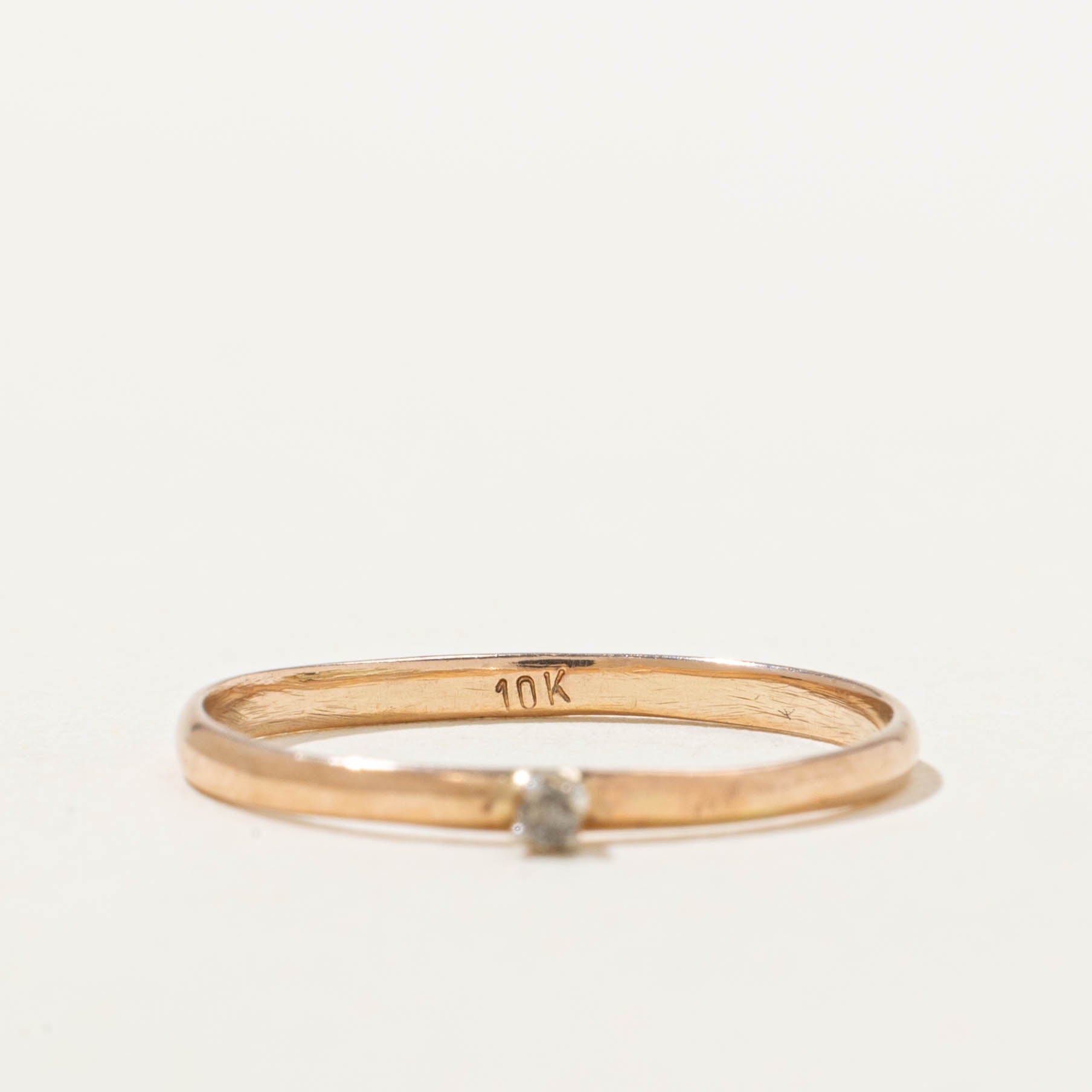 10k Single Diamond Thin Stacking Band | SZ 5.5